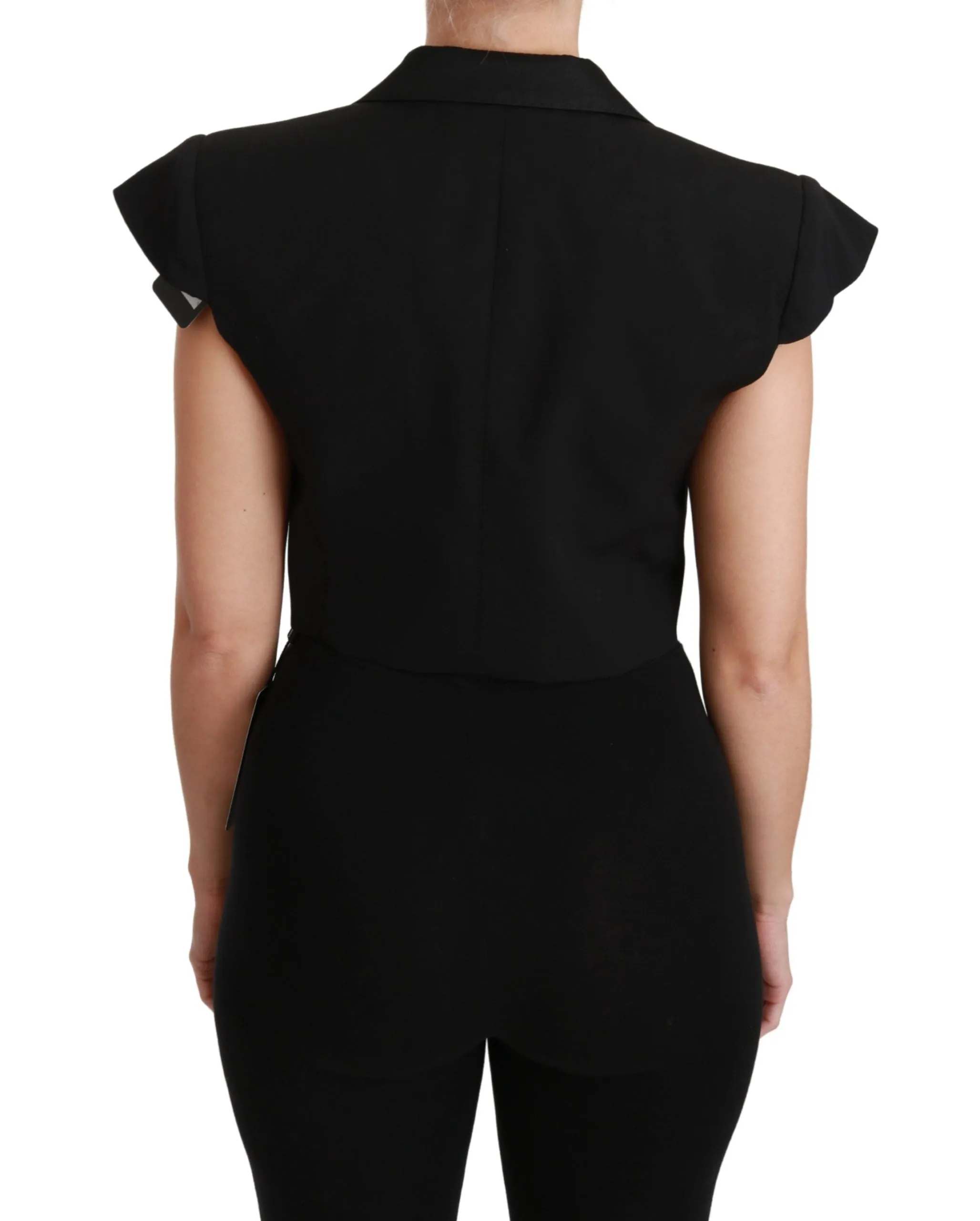 Elegant Black Cropped Blazer Vest sold by Louxly product image thumbnail 4