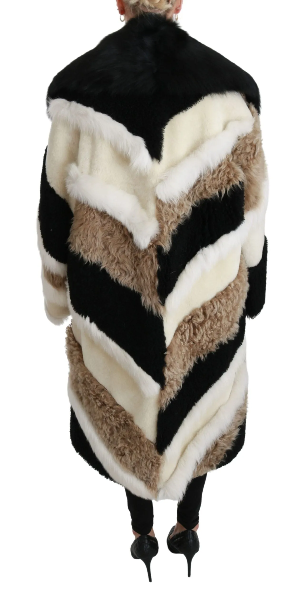 Elegant Multicolor Shearling Cape Coat sold by Louxly product image thumbnail 4