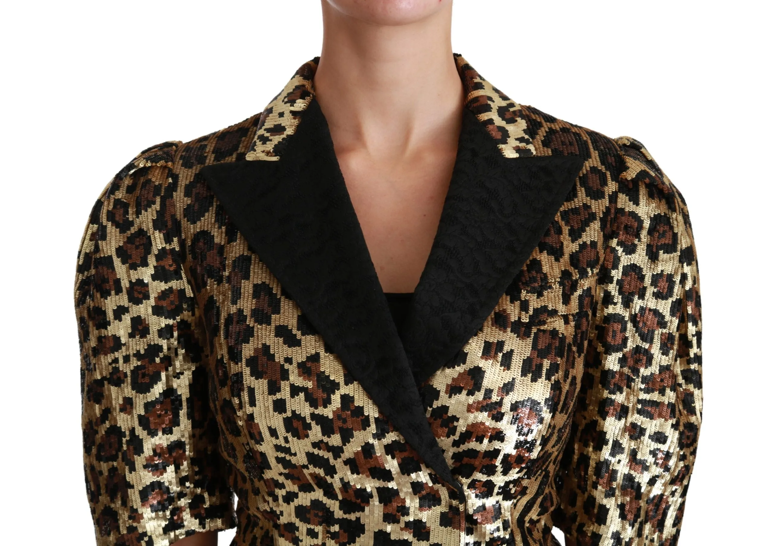 Gold Leopard Print Short Sleeve Blazer sold by Louxly product image thumbnail 5