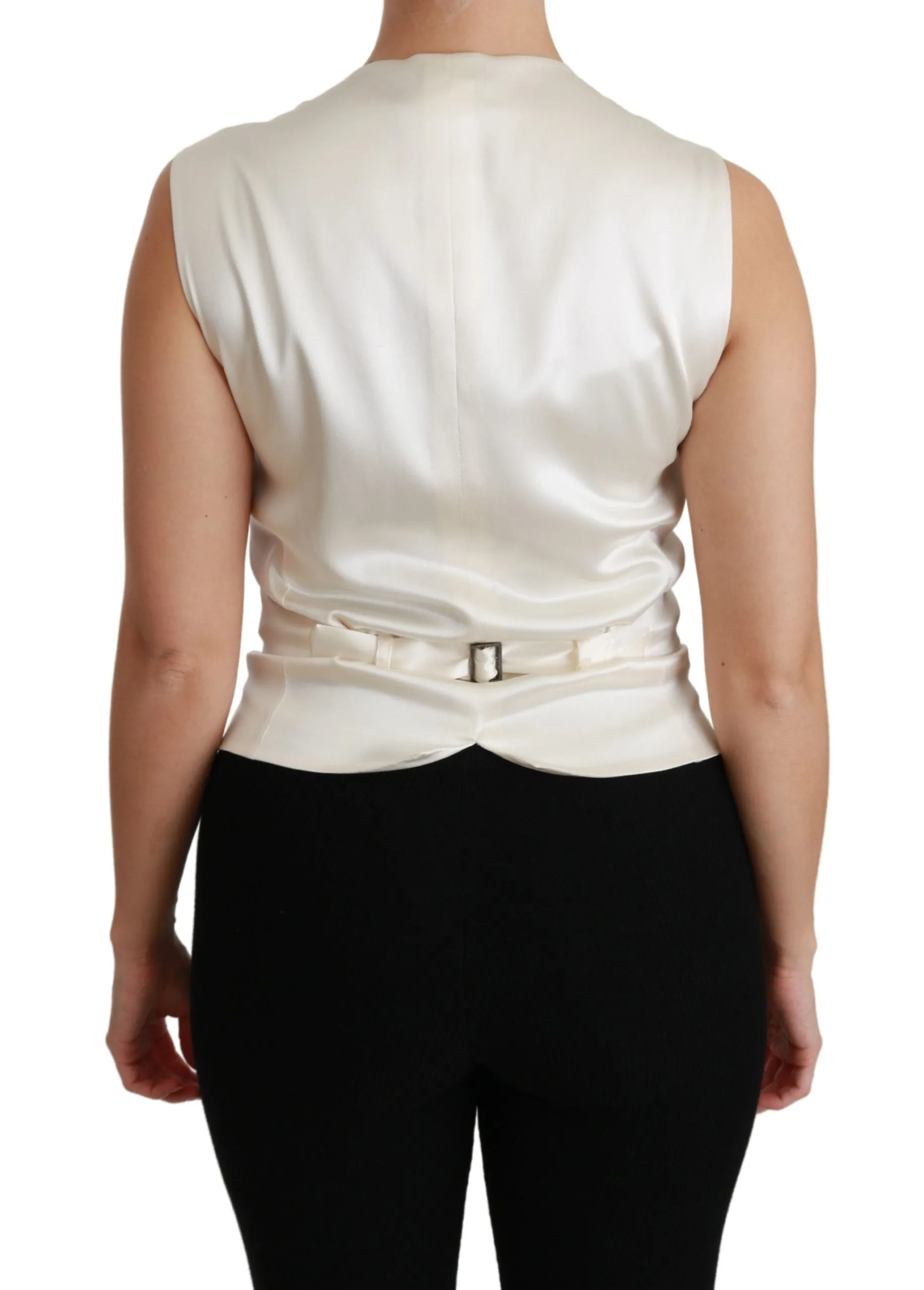 Elegant Silk Sleeveless Vest in Black & White sold by Louxly product image thumbnail 4