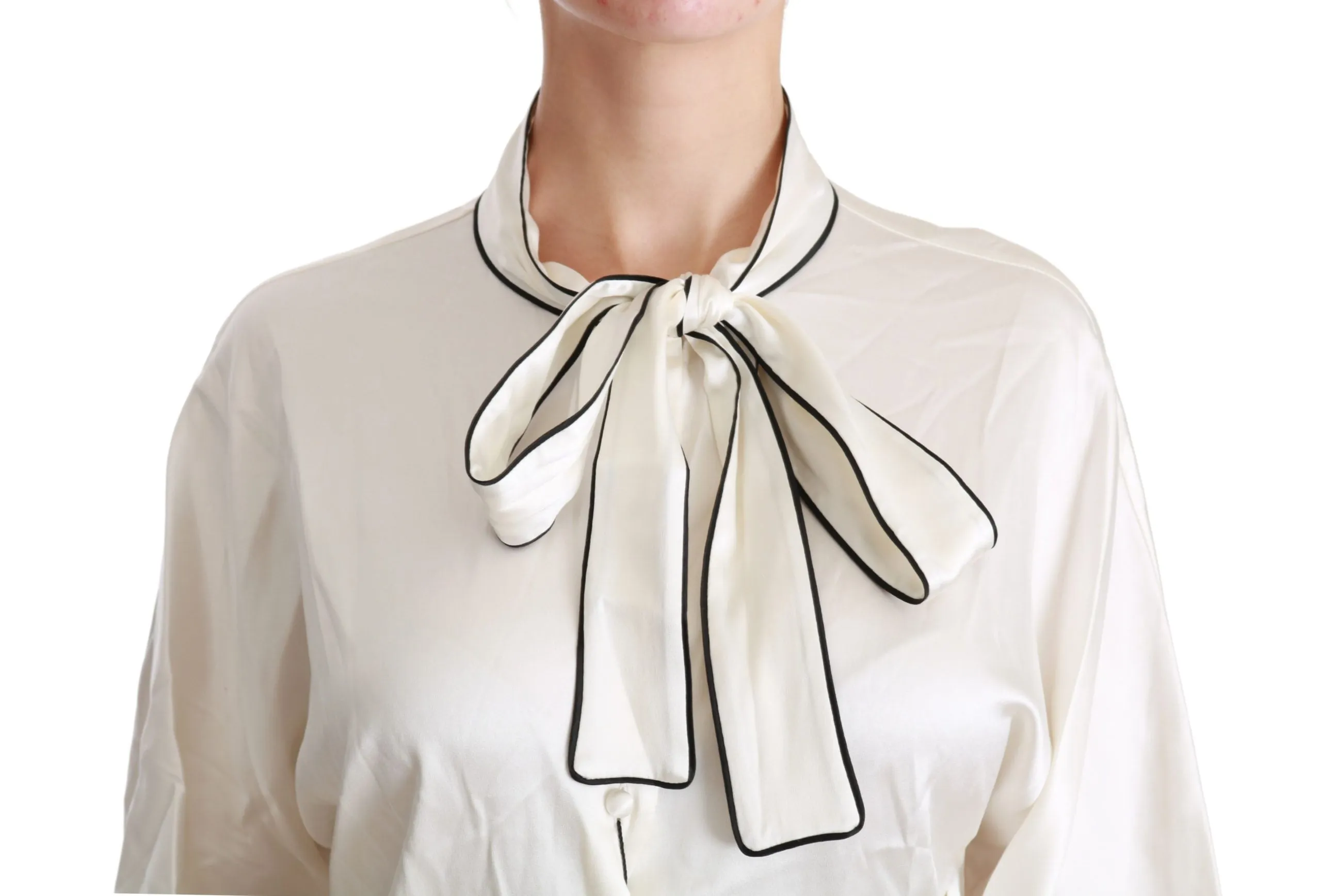 Elegant Beige Silk Blouse with Bow Scarf sold by Louxly product image thumbnail 5