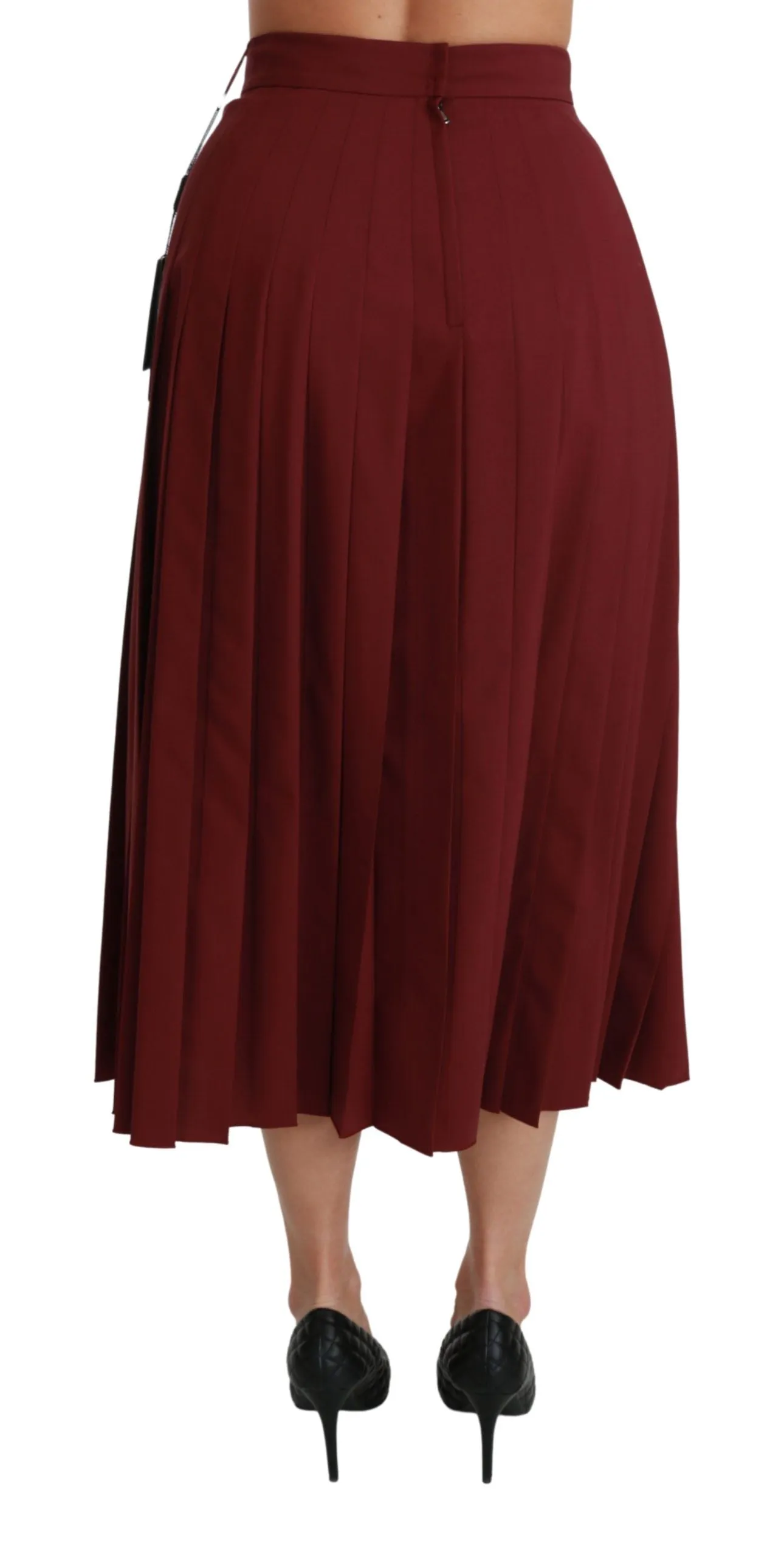Elegant Red High Waist Virgin Wool Skirt sold by Louxly product image thumbnail 5