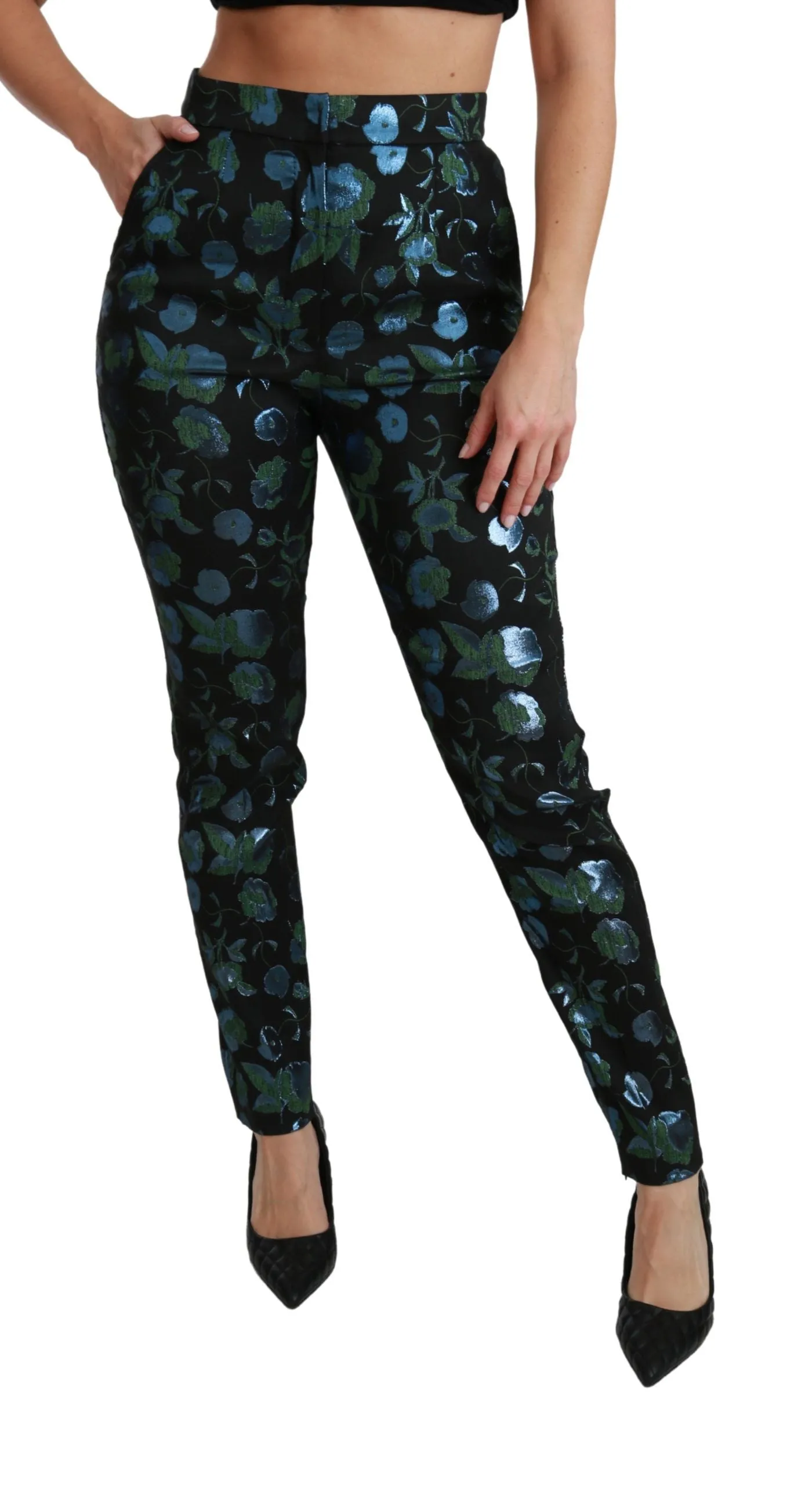 Floral High Waist Skinny Trousers sold by Louxly product image thumbnail 2