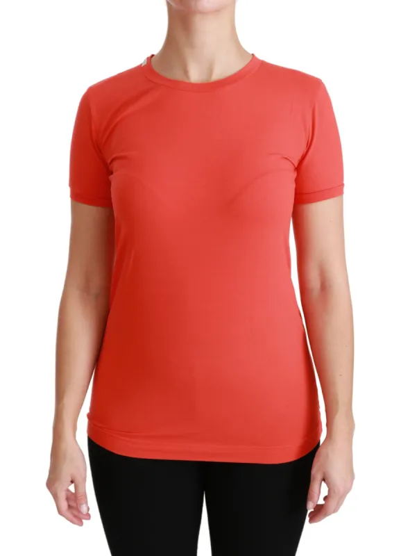 Elegant Red Crewneck Short Sleeve Tee sold by Louxly