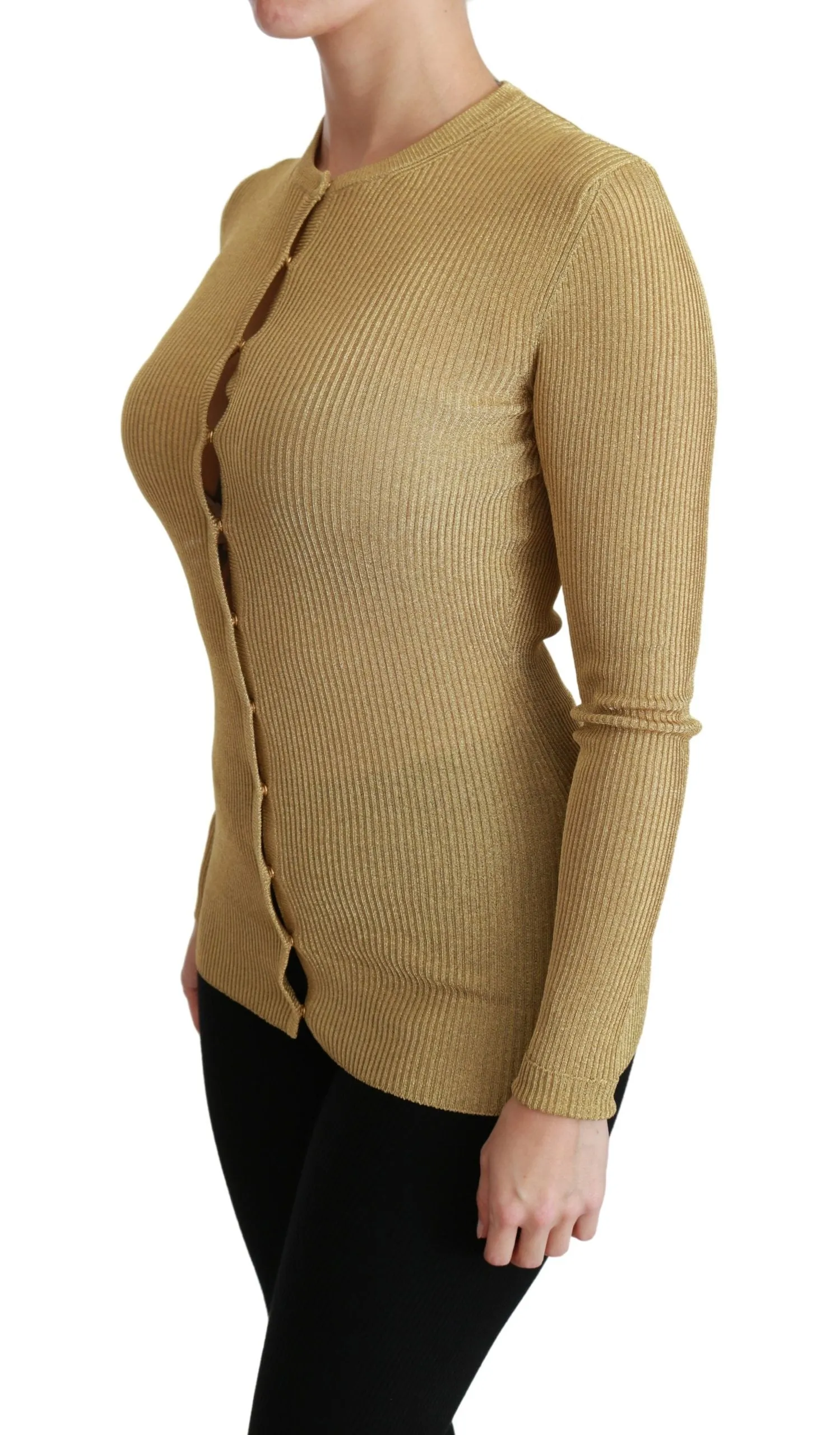 Elegant Long Sleeve Gold Cardigan sold by Louxly product image thumbnail 4