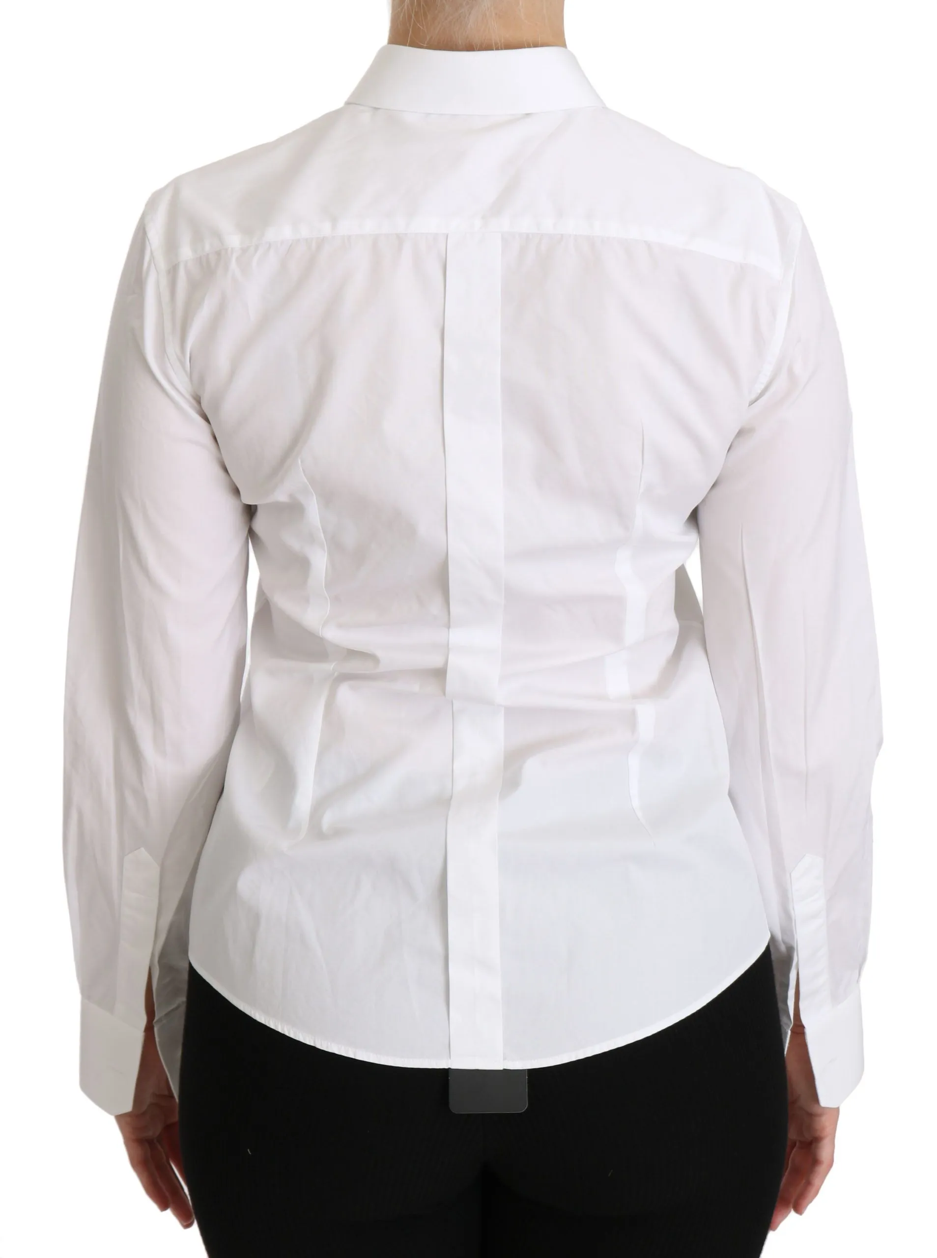 Elegant White Collared Long Sleeve Polo Top sold by Louxly product image thumbnail 4