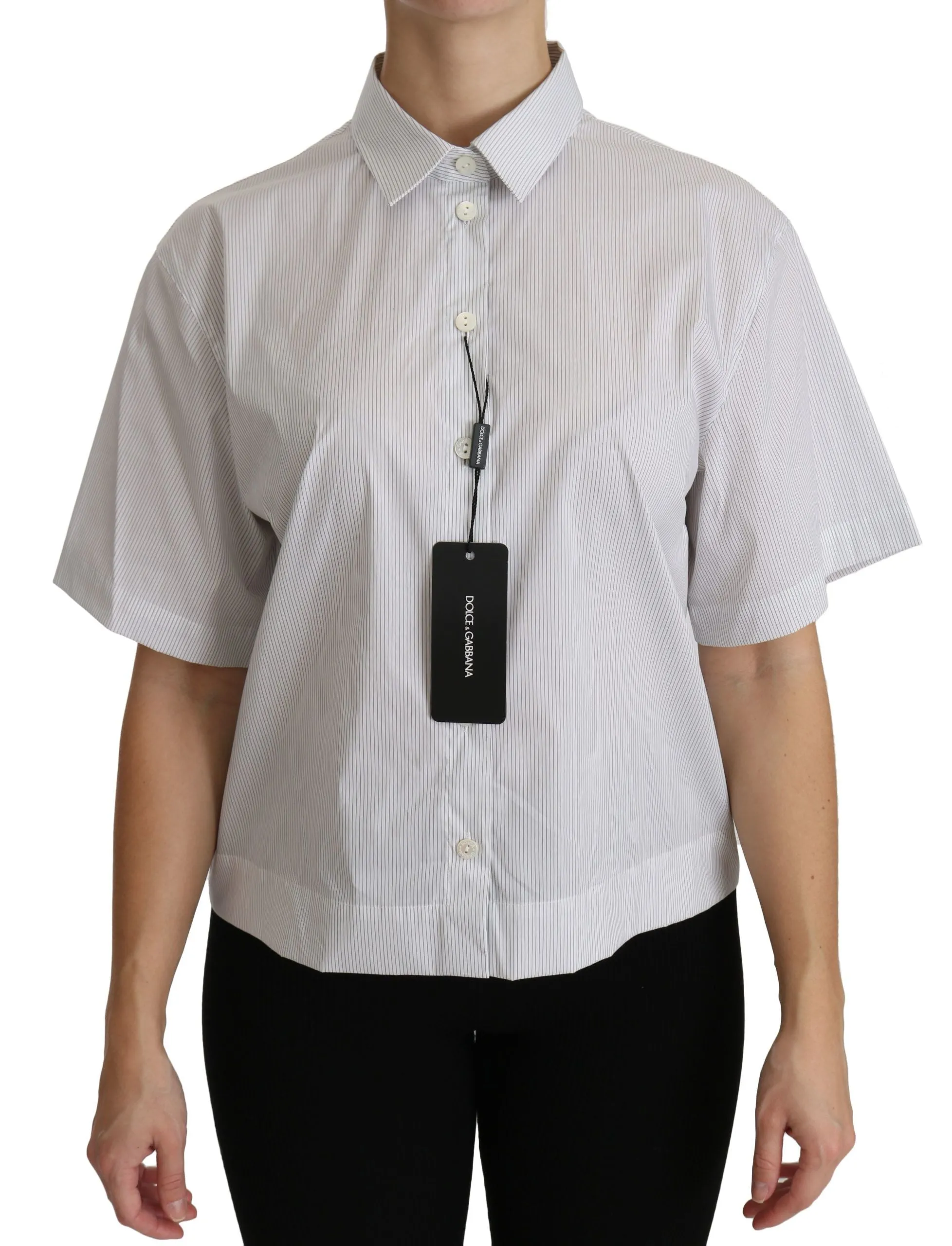 Elegant White Cotton Polo Top sold by Louxly