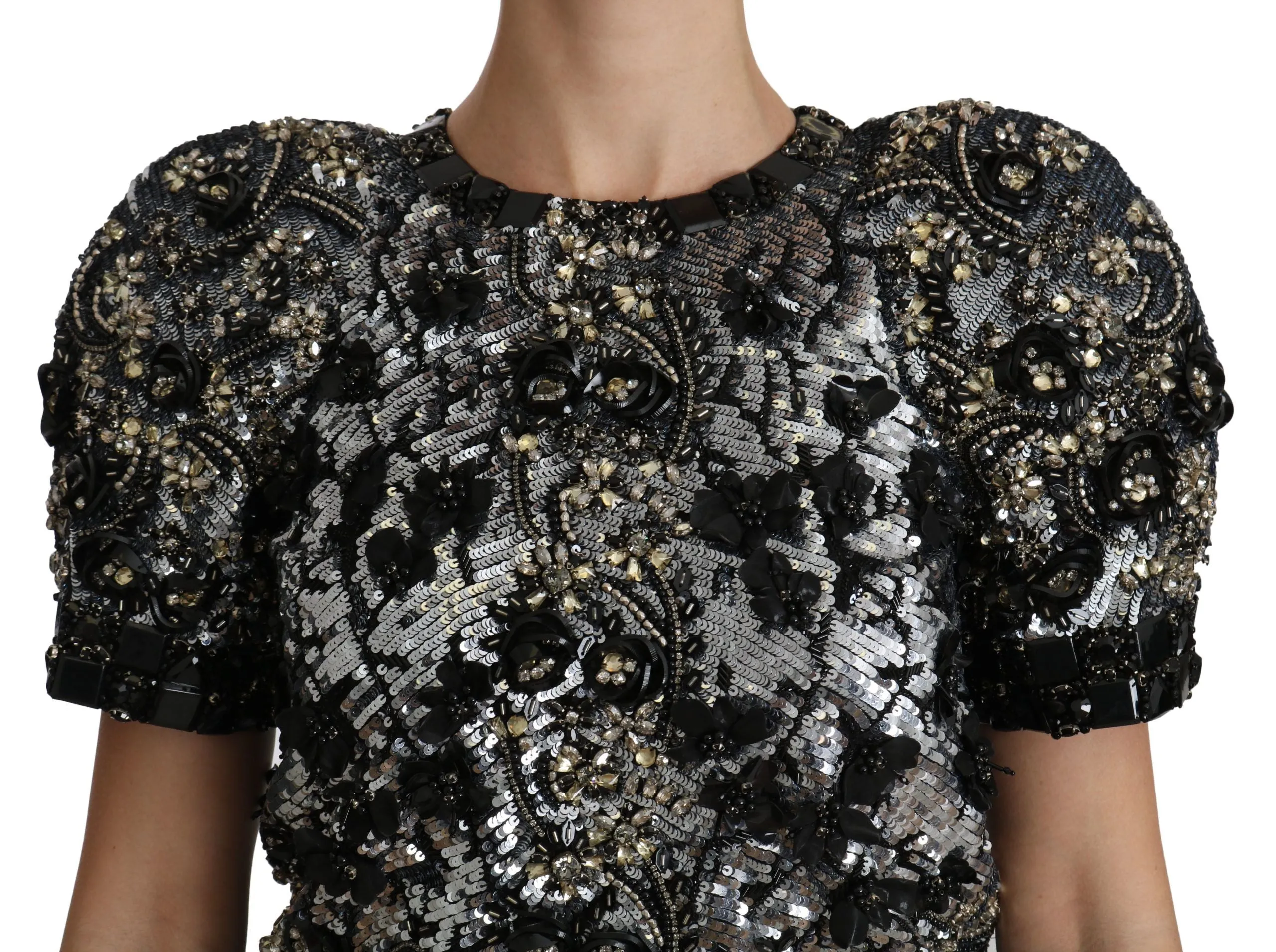Sequined Crystal Embellished Crew Neck Top sold by Louxly product image thumbnail 5