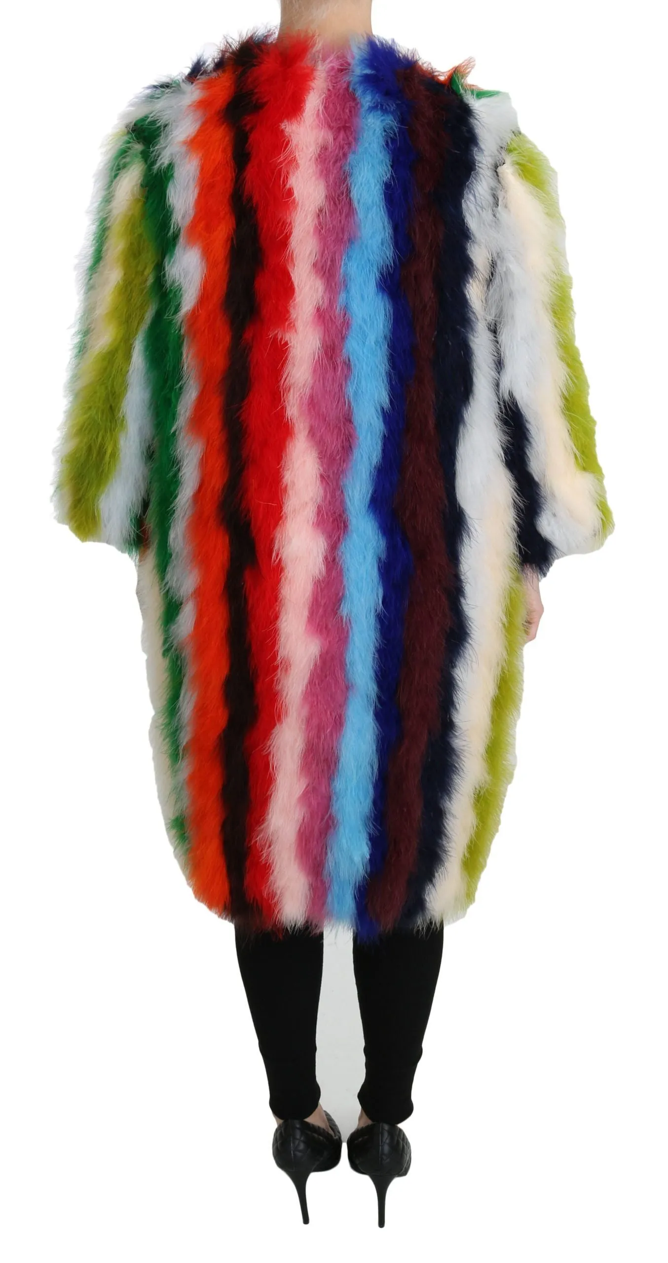 Elegant Multicolor Feather Long Coat Jacket sold by Louxly product image thumbnail 4