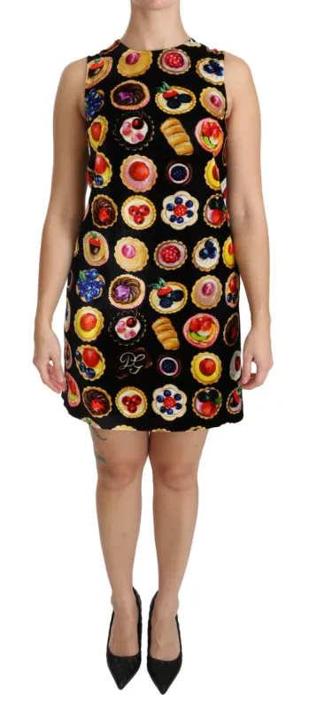 Chic Black Desserts Print Shift Mini Dress sold by Louxly