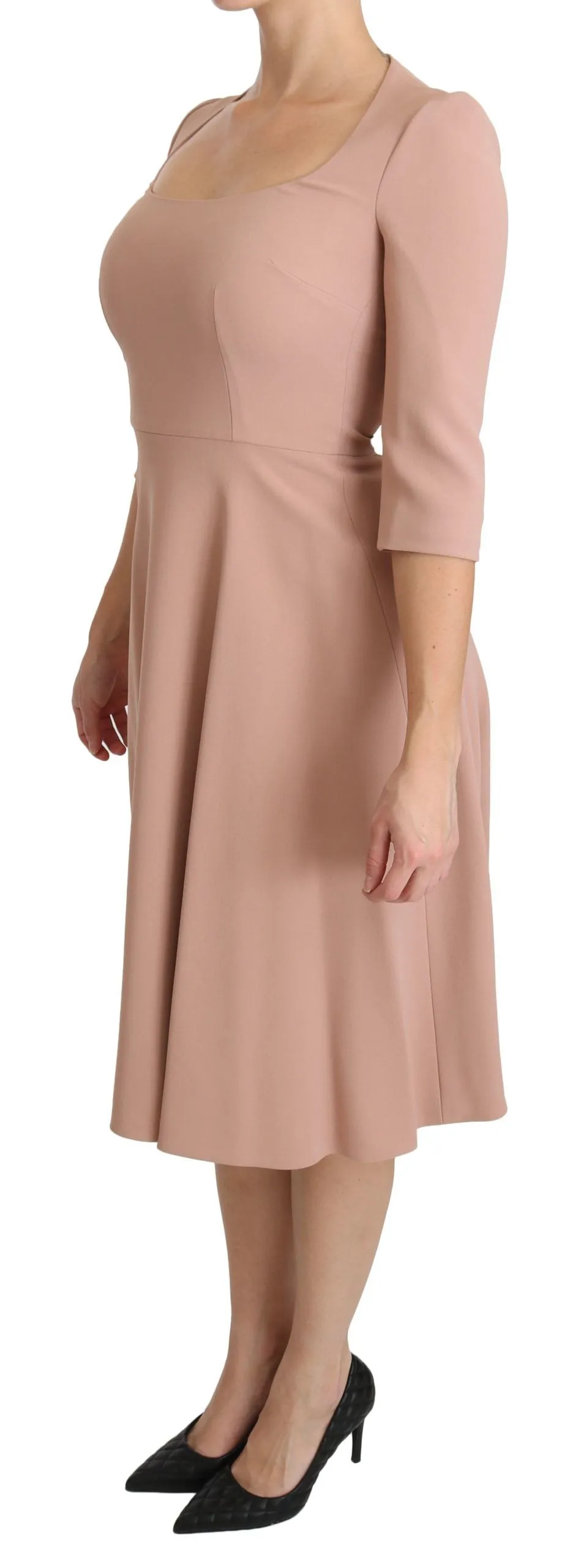 Elegant Light Pink A-Line Knee Length Dress sold by Louxly product image thumbnail 3