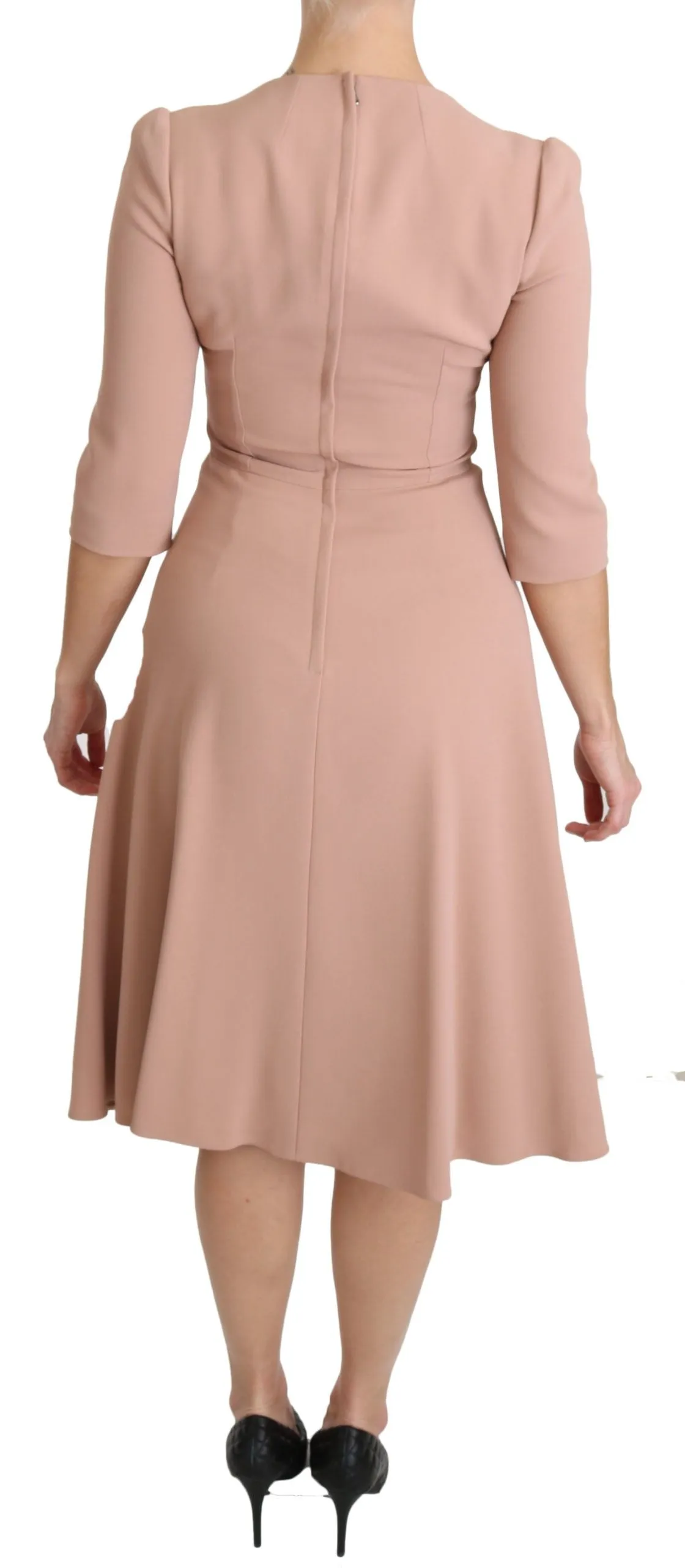 Elegant Light Pink A-Line Knee Length Dress sold by Louxly product image thumbnail 4