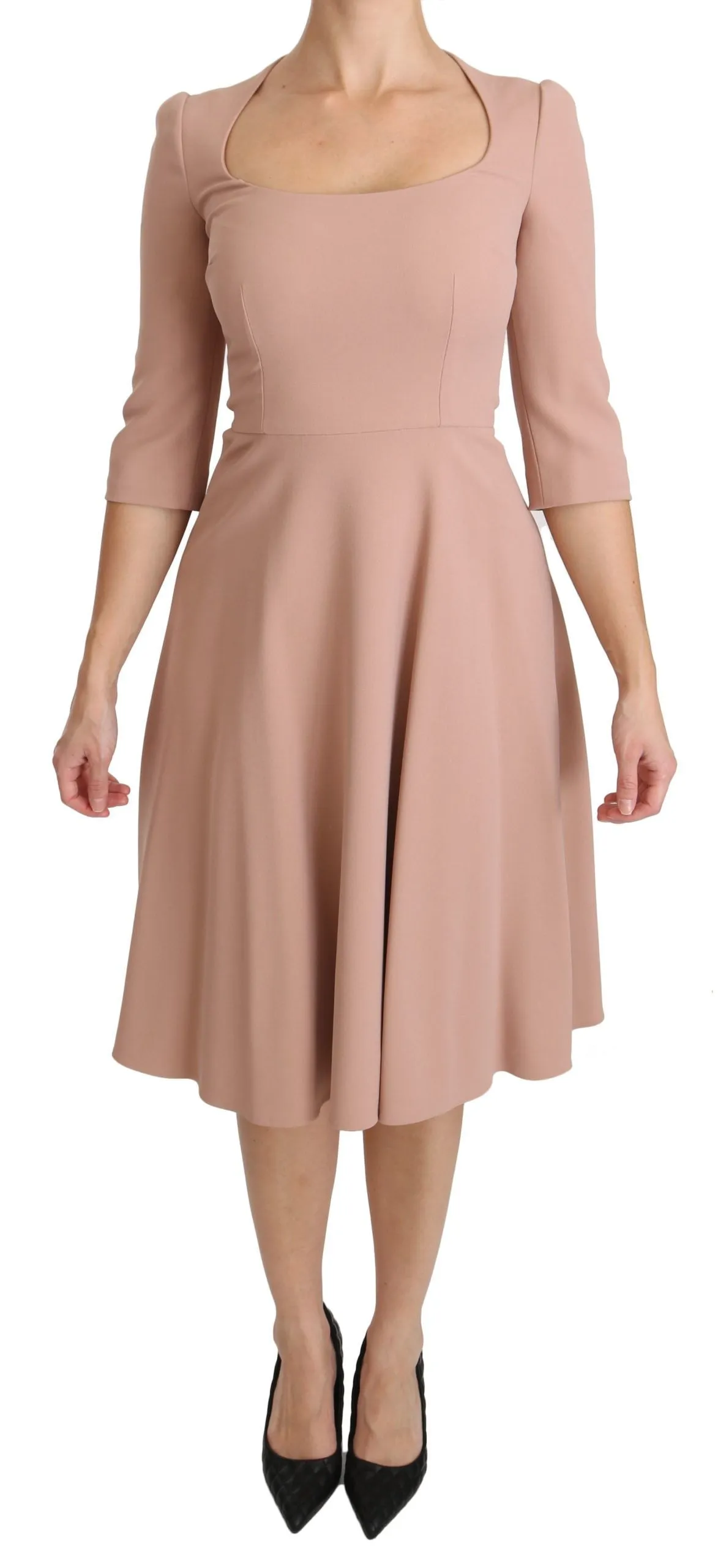 Elegant Light Pink A-Line Knee Length Dress sold by Louxly