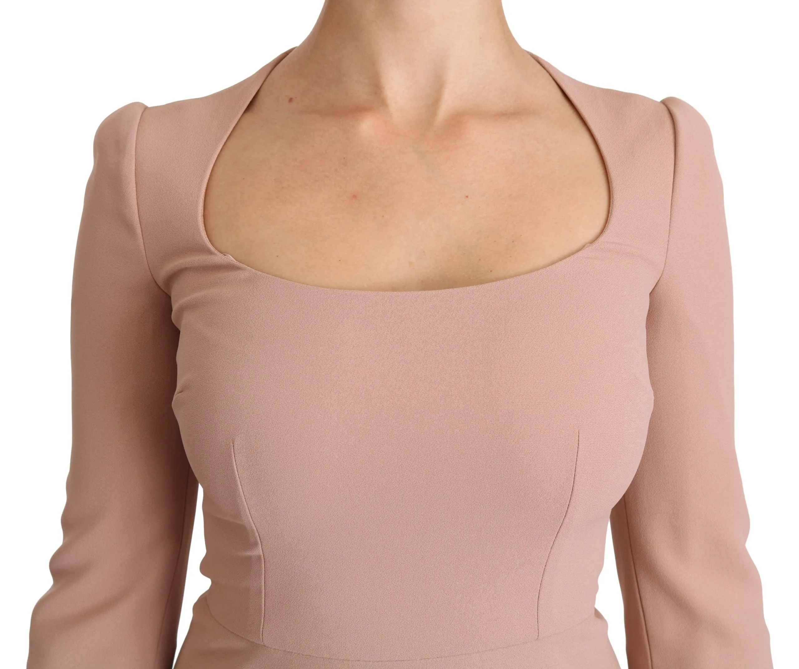 Elegant Light Pink A-Line Knee Length Dress sold by Louxly product image thumbnail 5