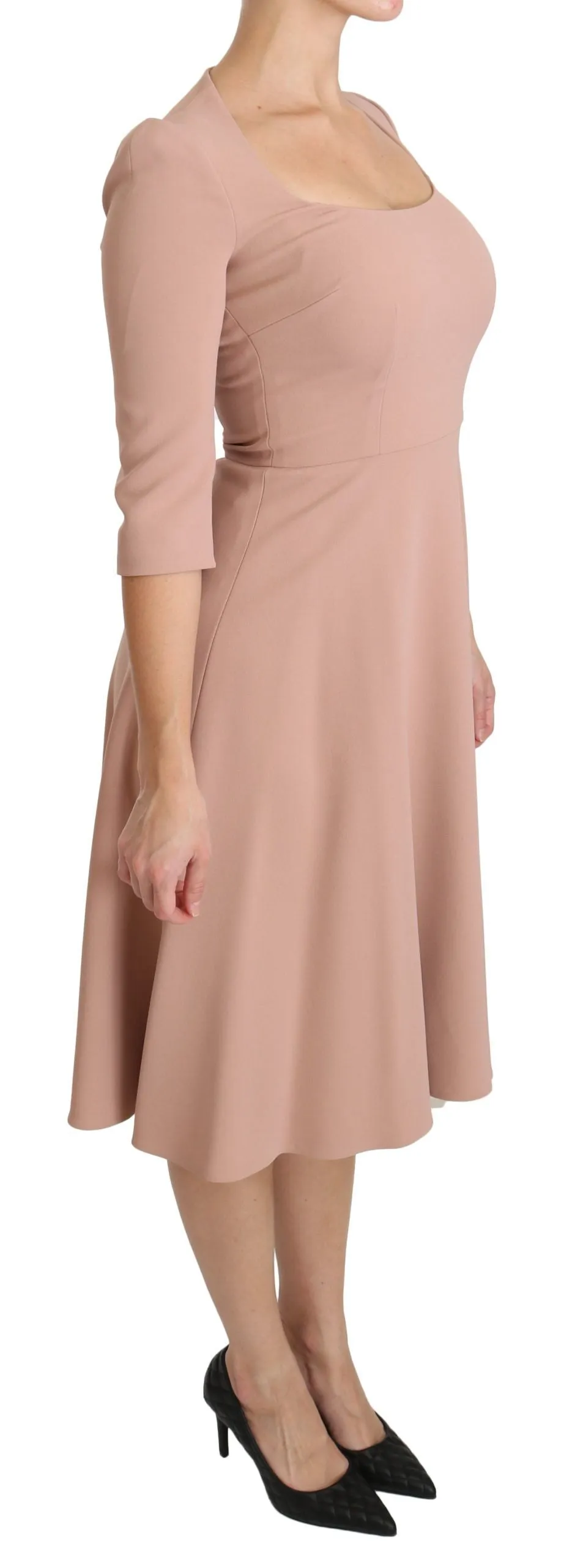 Elegant Light Pink A-Line Knee Length Dress sold by Louxly product image thumbnail 2