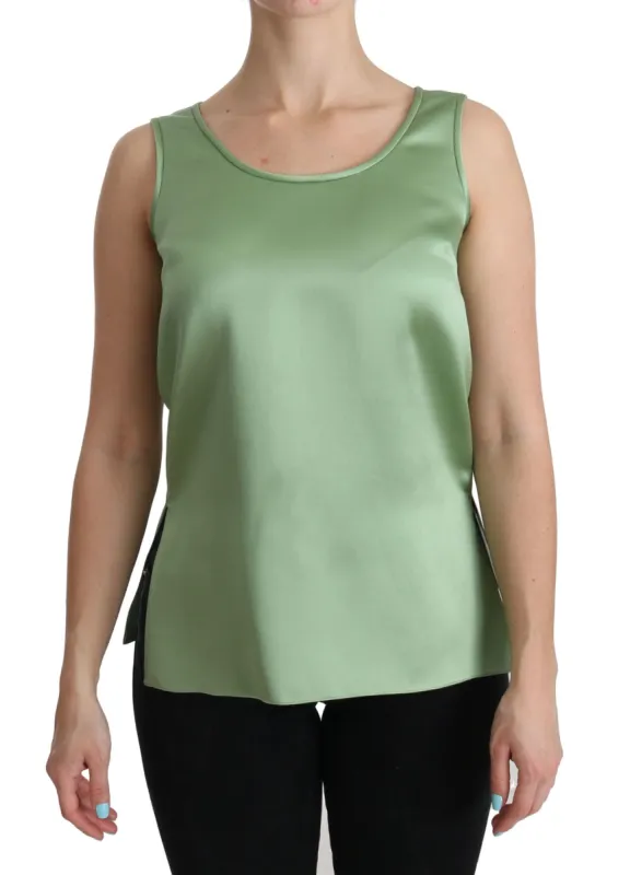 Elegant Silk Sleeveless Top in Light Mint Green sold by Louxly