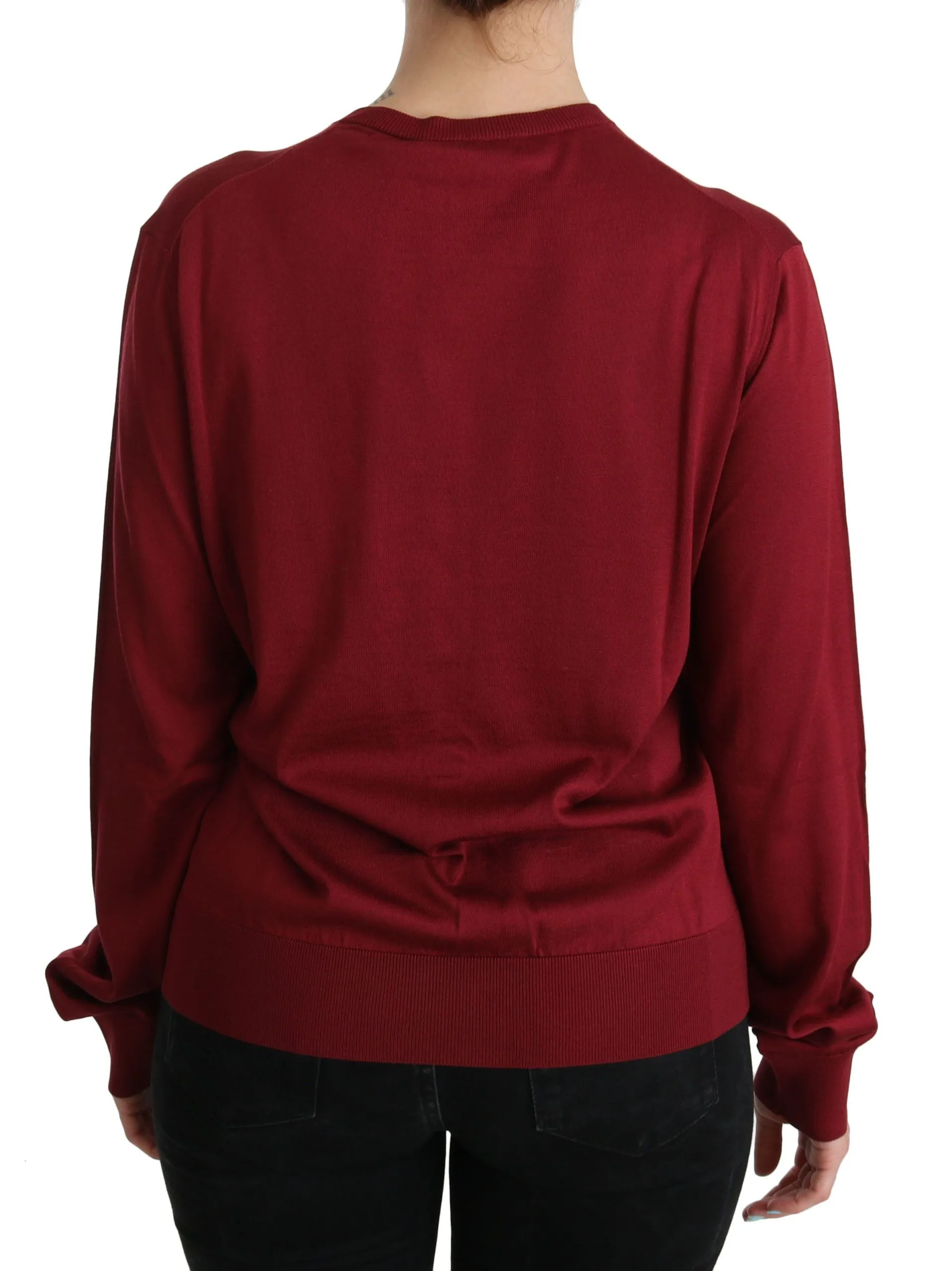 Silk Red Cardigan Top with Button Accents sold by Louxly product image thumbnail 4