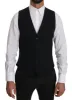 Elegant Blue Formal Wool-Blend Dress Vest sold by Louxly