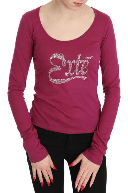 Elegant Pink Crystal Embellished Long Sleeve Top sold by Louxly