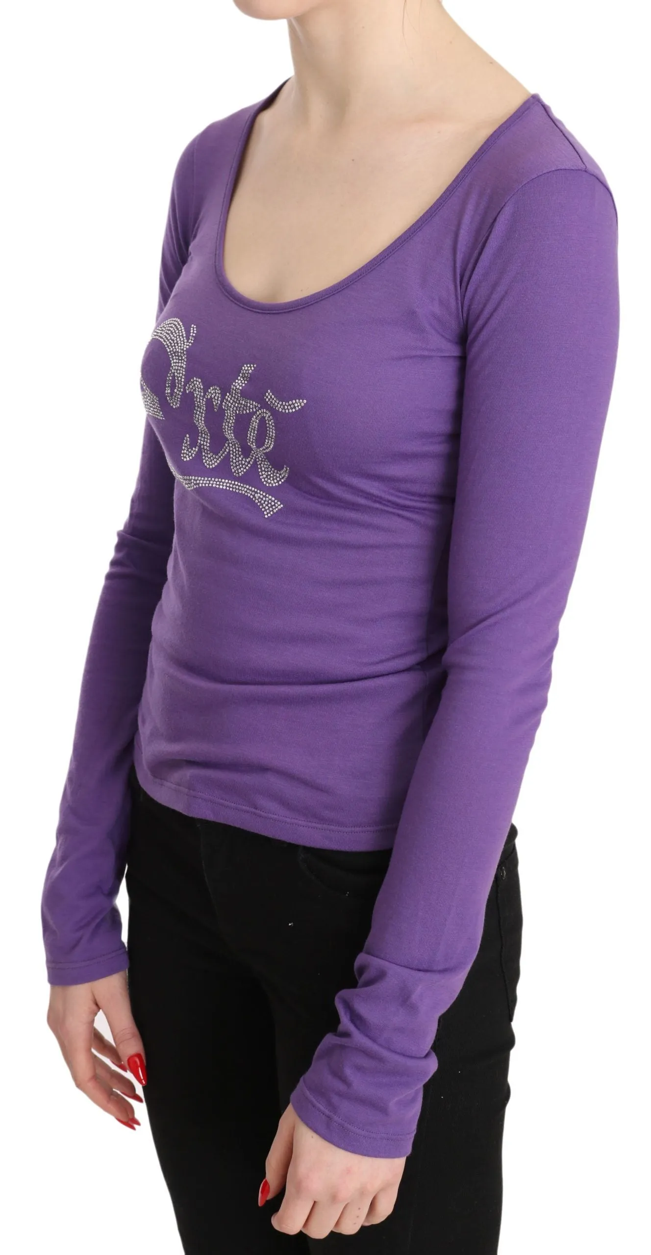 Elegant Purple Crystal Embellished Long Sleeve Top sold by Louxly product image thumbnail 2