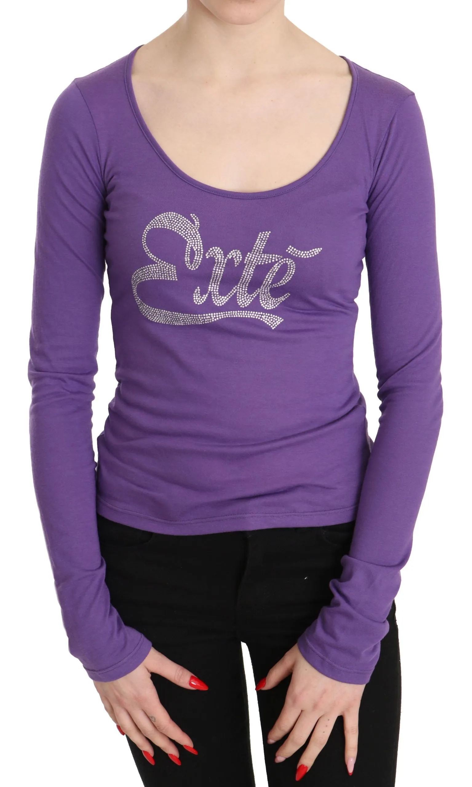 Elegant Purple Crystal Embellished Long Sleeve Top sold by Louxly