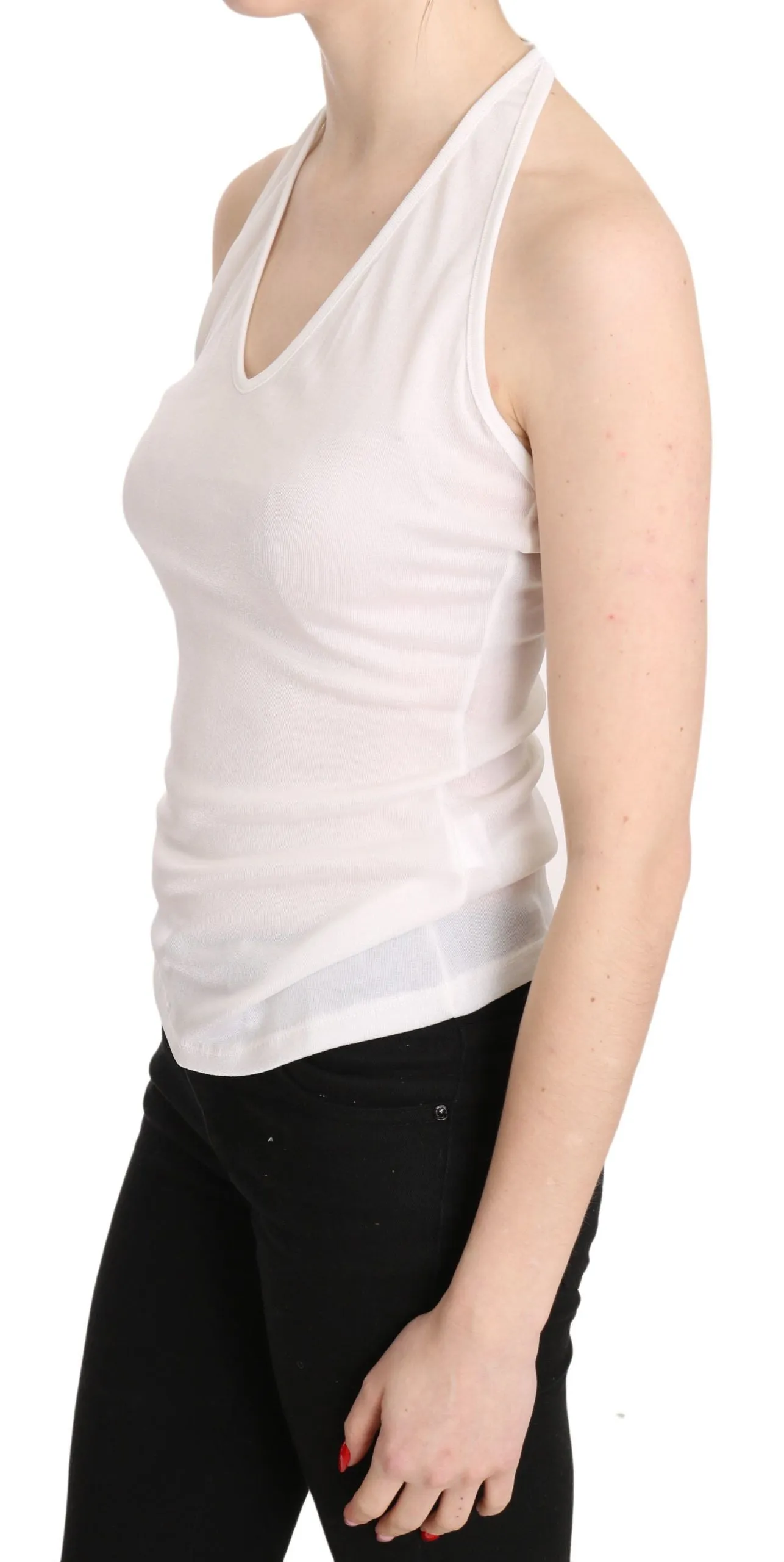 Elegant White Halter Casual Tank Top sold by Louxly product image thumbnail 5