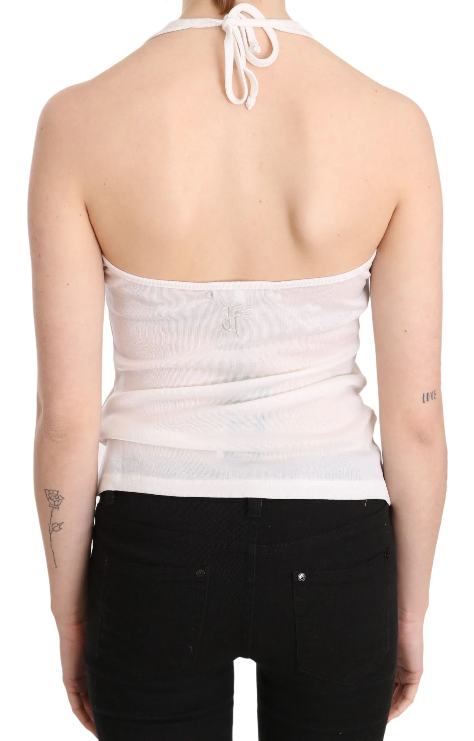 Elegant White Halter Casual Tank Top sold by Louxly product image thumbnail 2