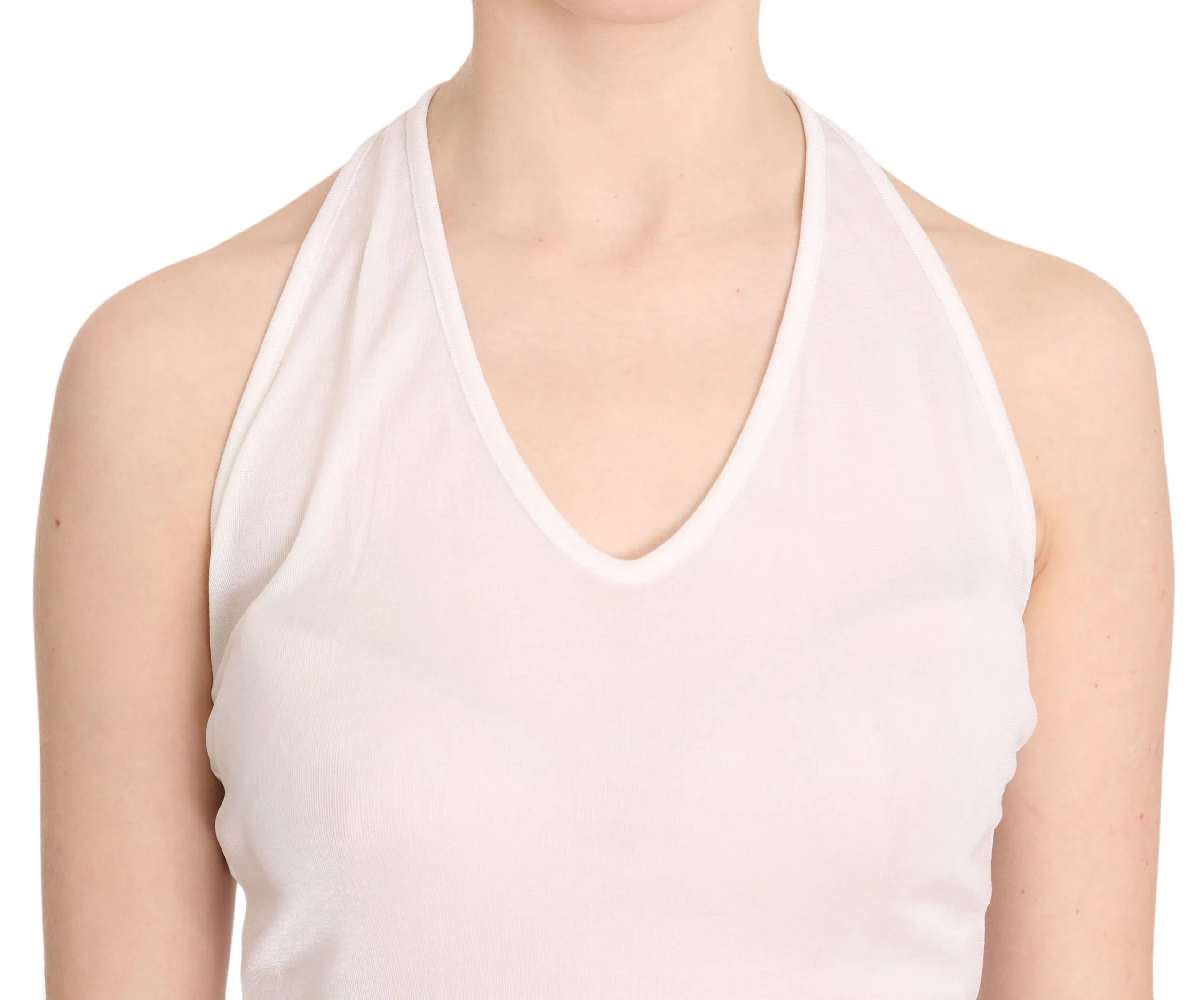 Elegant White Halter Casual Tank Top sold by Louxly product image thumbnail 3