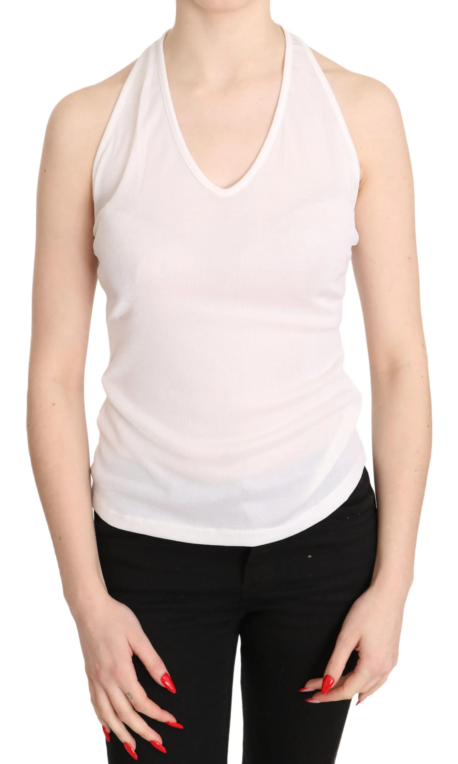 Elegant White Halter Casual Tank Top sold by Louxly
