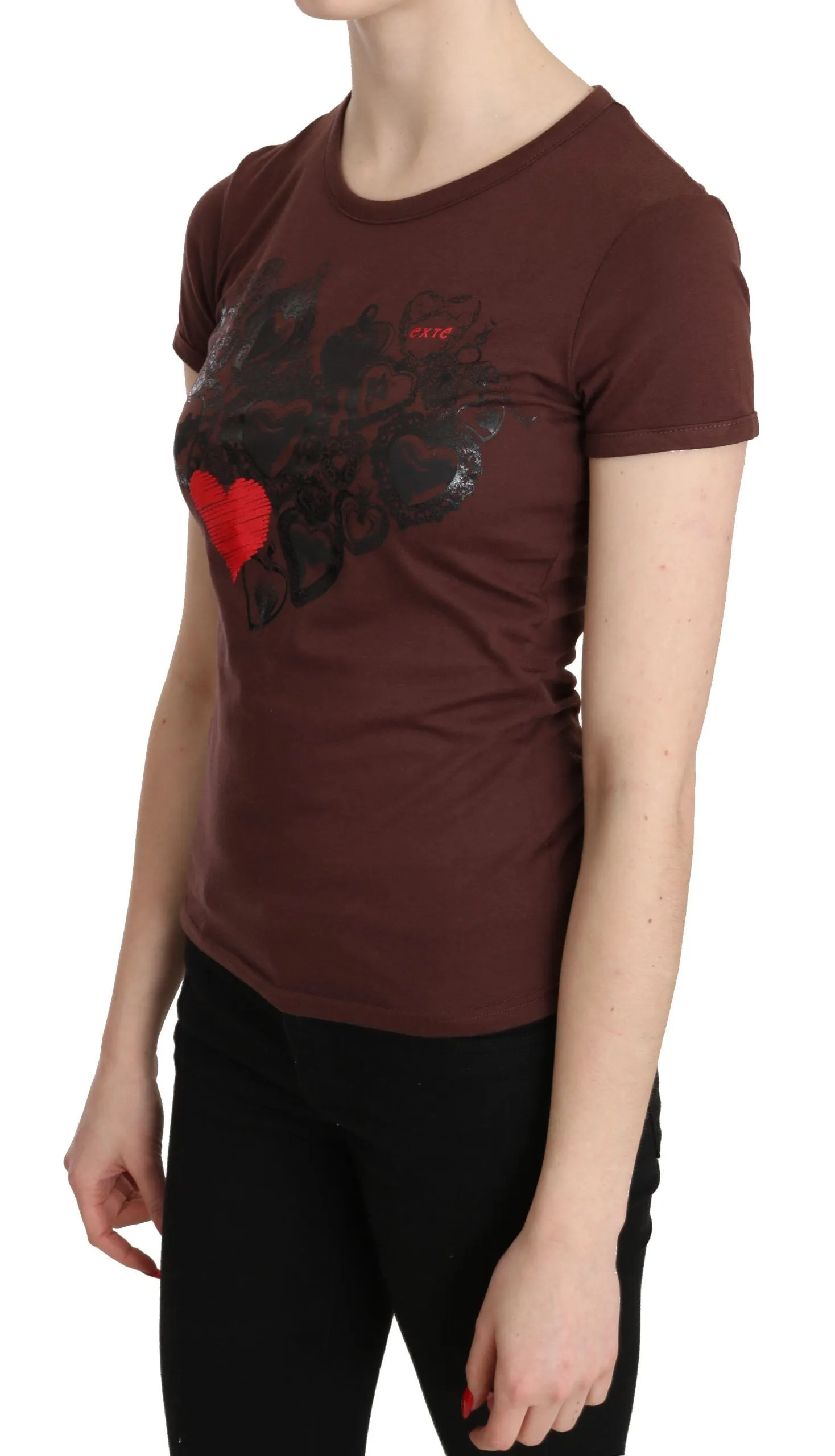 Chic Brown Hearts Printed Short Sleeve Top sold by Louxly product image thumbnail 2