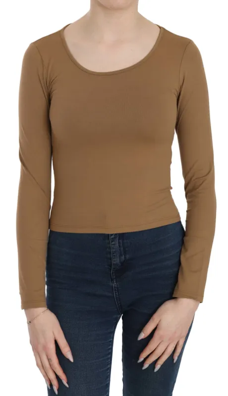 Elegant Brown Fitted Blouse for Sophisticated Evenings sold by Louxly