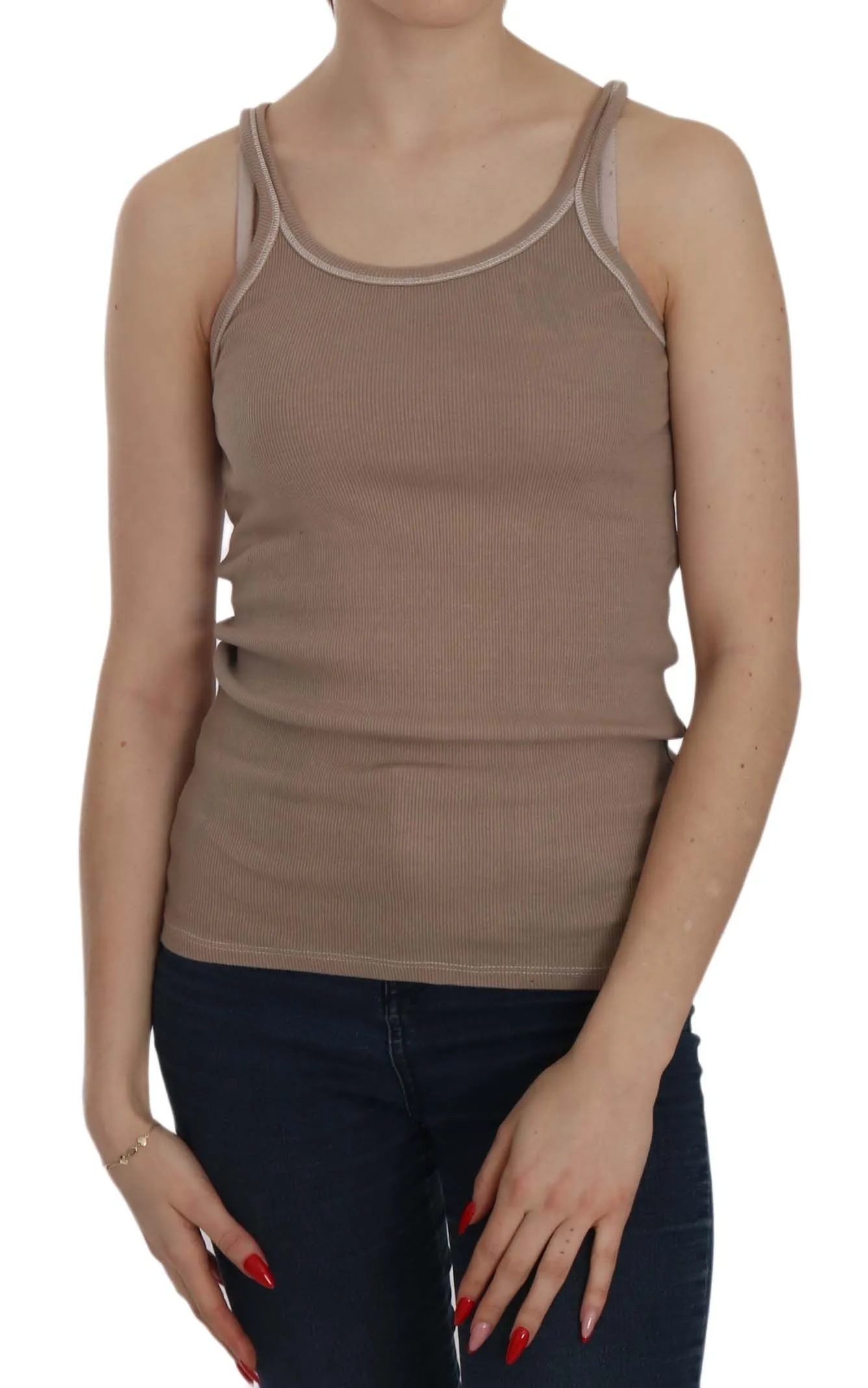 Chic Brown Sleeveless Spaghetti Strap Top sold by Louxly