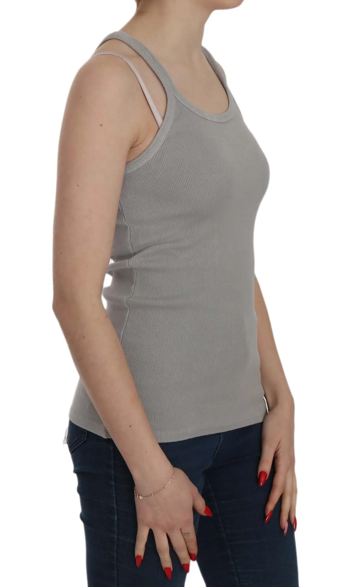 Elegant Sleeveless Grey Cotton Blouse sold by Louxly product image thumbnail 2