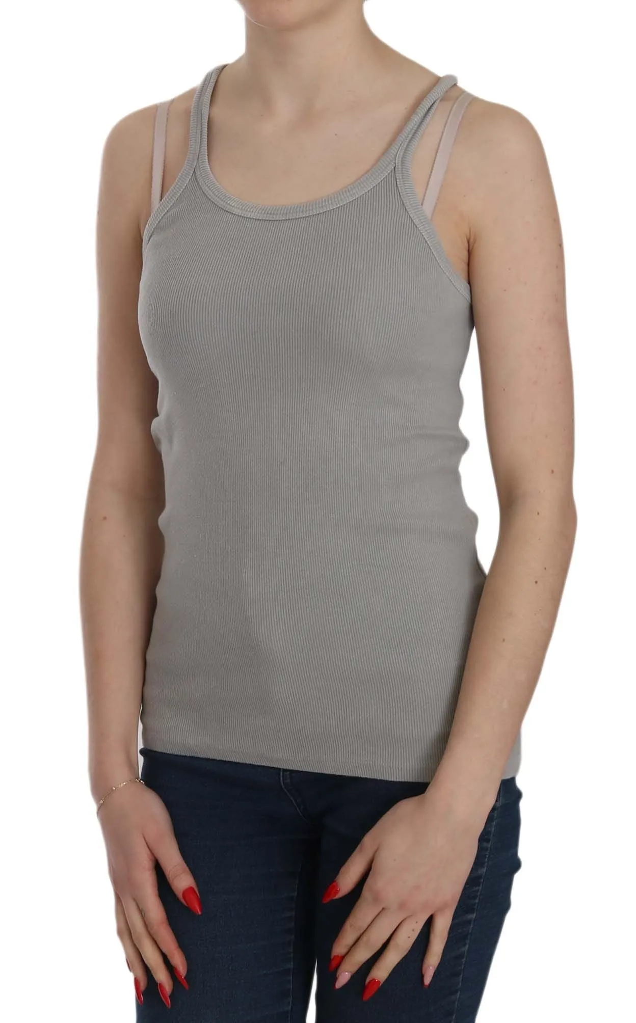 Elegant Sleeveless Grey Cotton Blouse sold by Louxly product image thumbnail 3