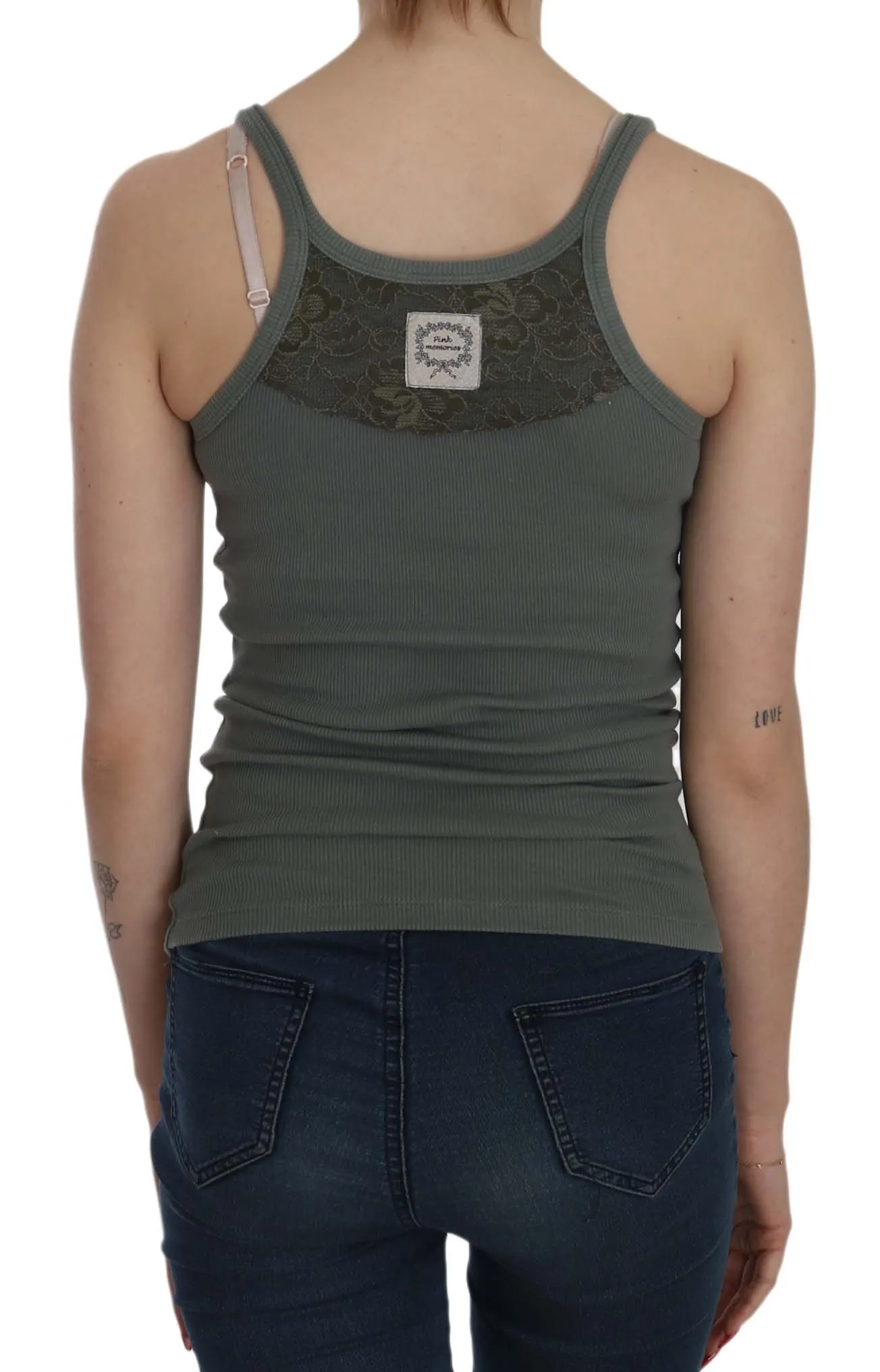 Elegant Round Neck Sleeveless Green Cotton Blouse sold by Louxly product image thumbnail 4