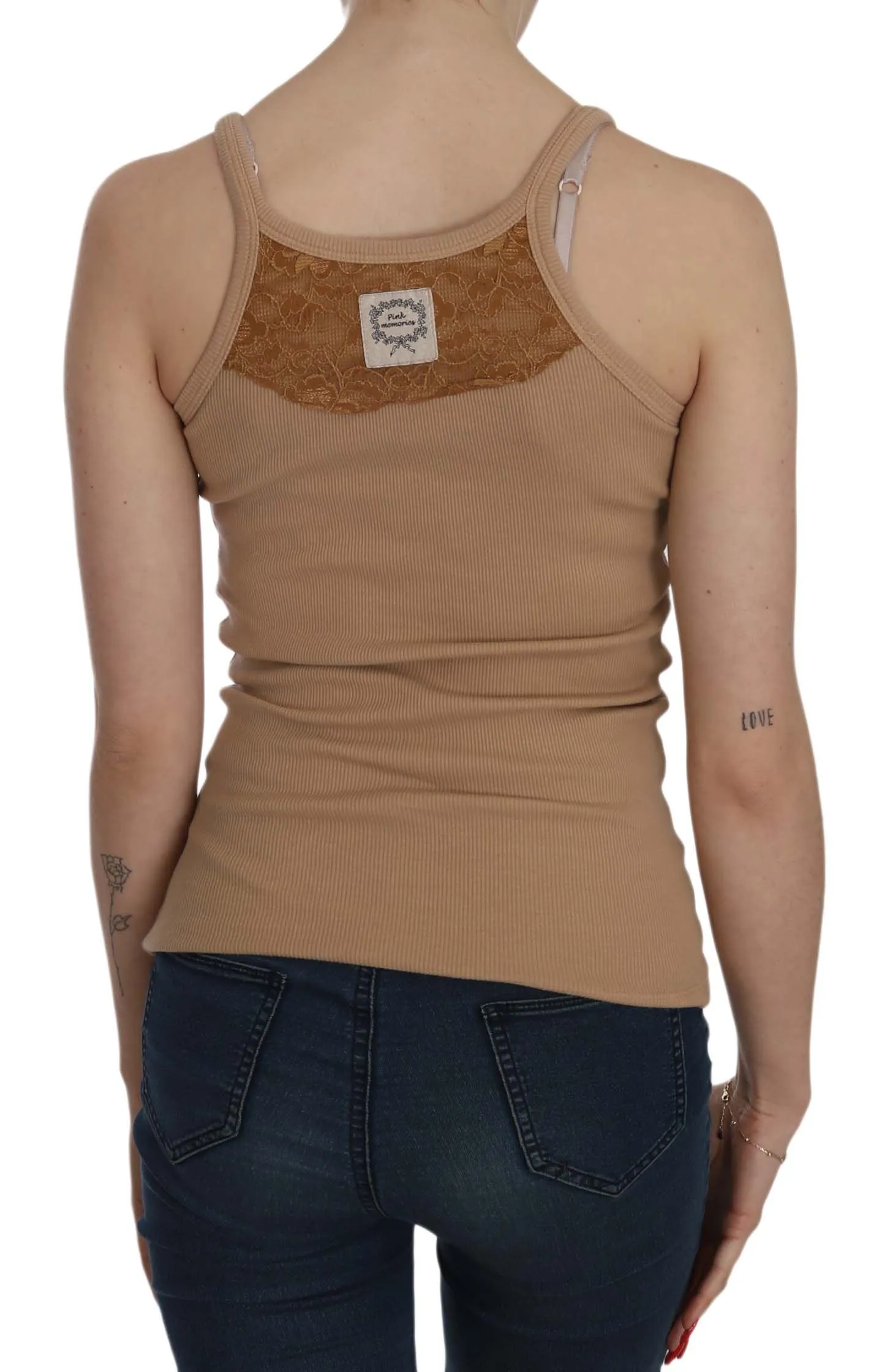 Beige Cotton Spaghetti Strap Tank sold by Louxly product image thumbnail 4
