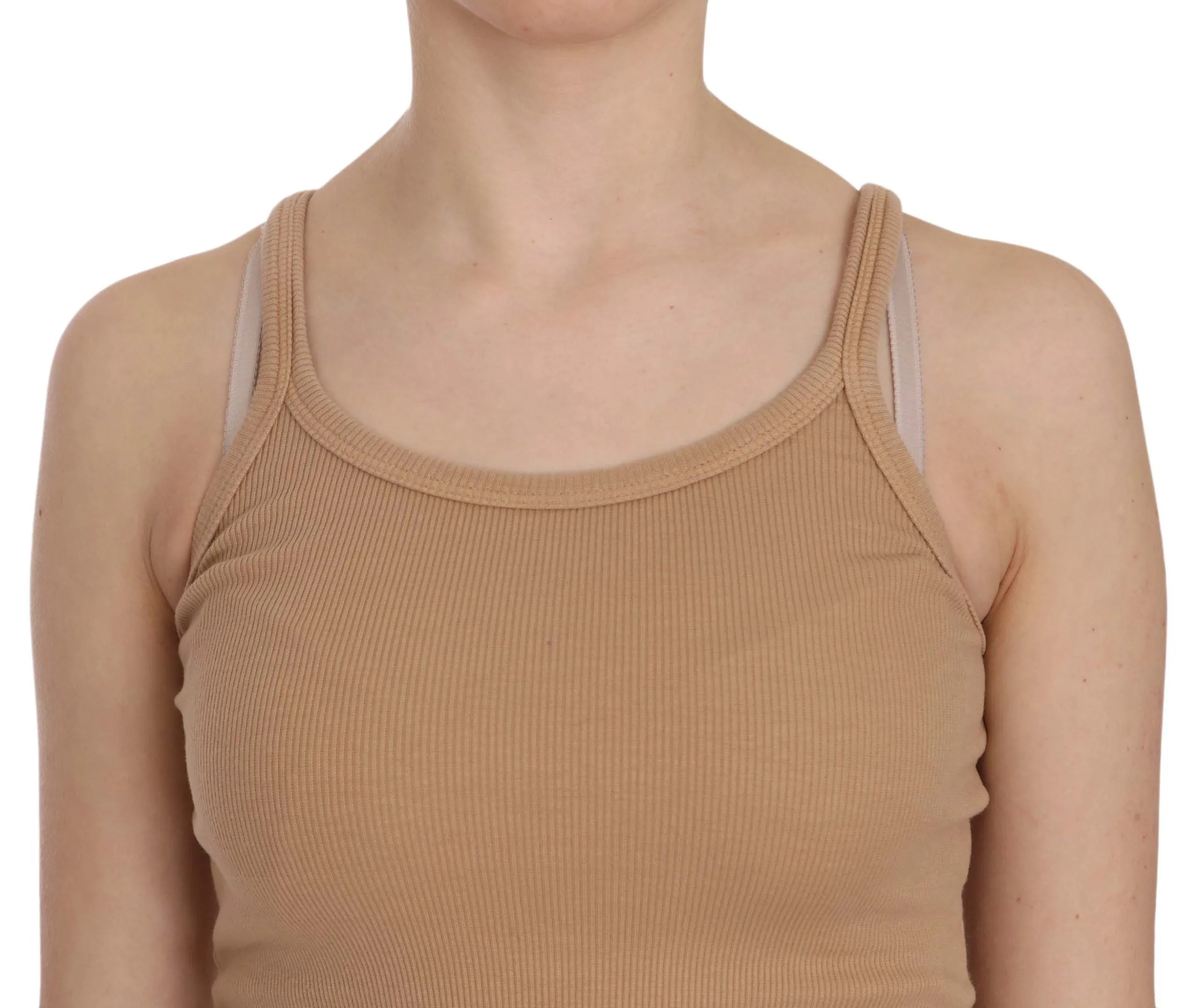Beige Cotton Spaghetti Strap Tank sold by Louxly product image thumbnail 5