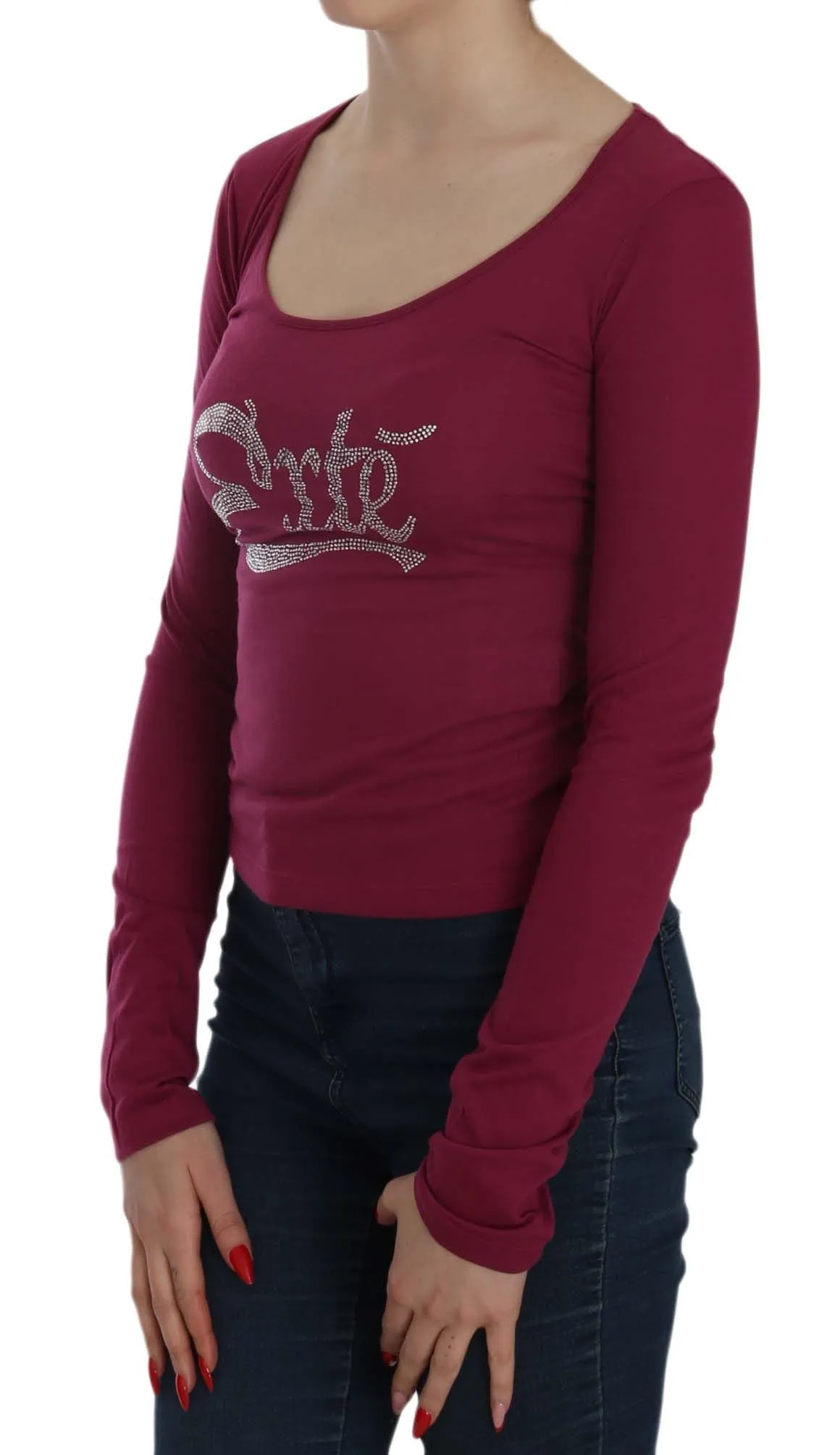 Fuchsia Crystal Embellished U-Neck Blouse sold by Louxly product image thumbnail 3