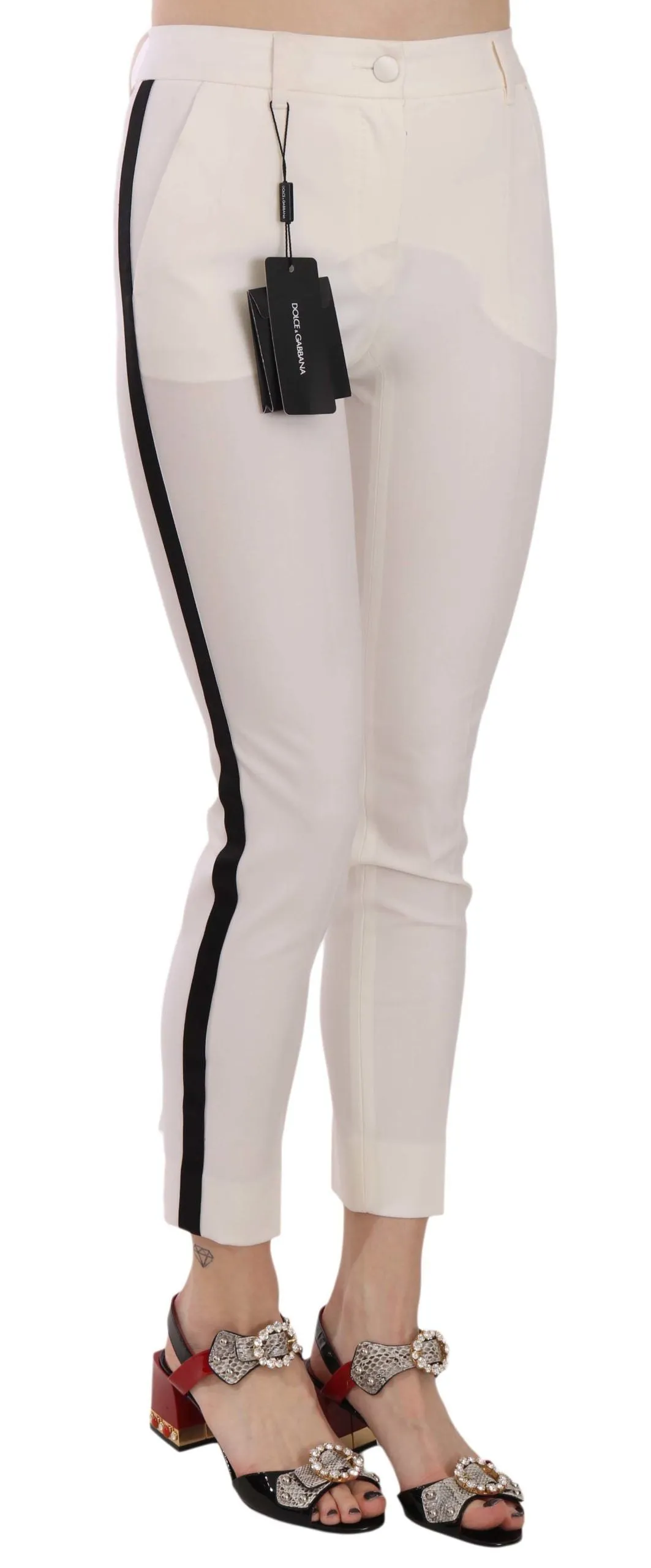 Elegant Side Stripe Cropped Wool Trousers sold by Louxly product image thumbnail 2