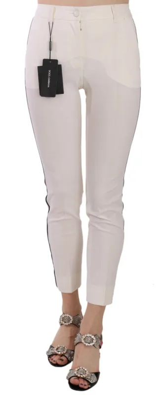 Elegant Side Stripe Cropped Wool Trousers sold by Louxly