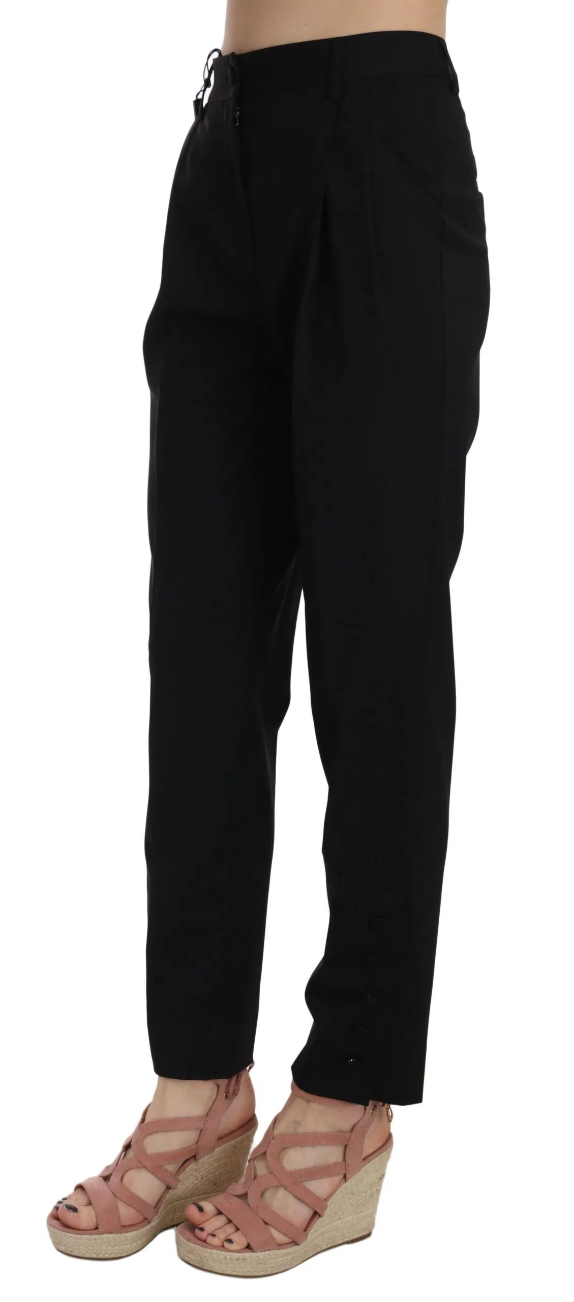 Elegant Pleated Tapered Black Trousers sold by Louxly product image thumbnail 3