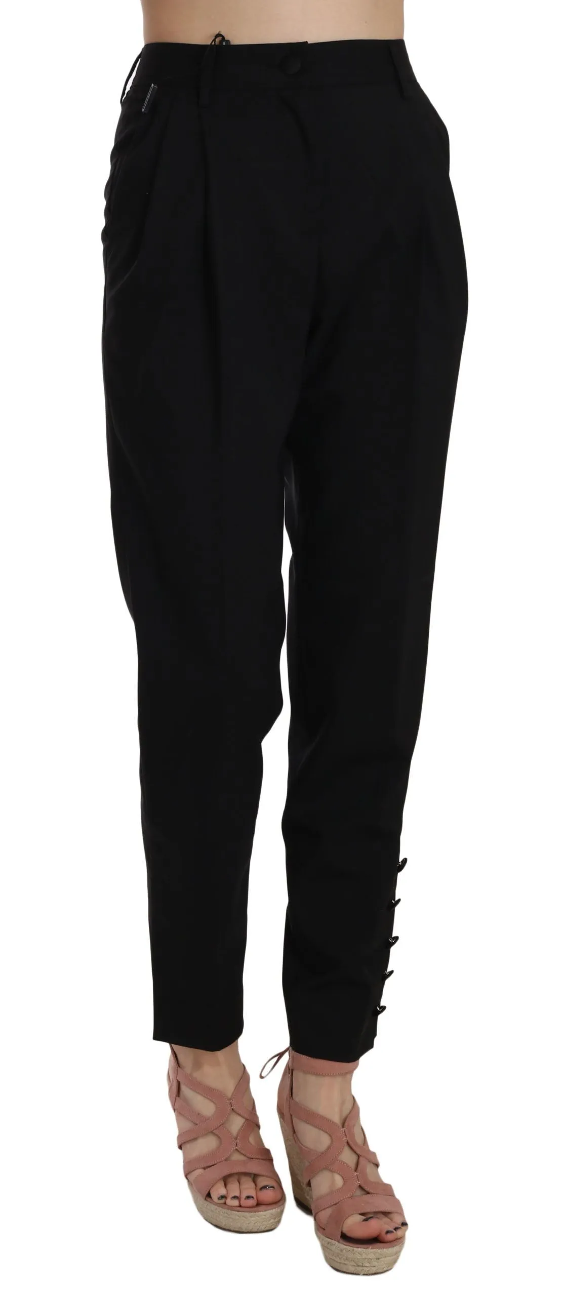 Elegant Pleated Tapered Black Trousers sold by Louxly product image thumbnail 2