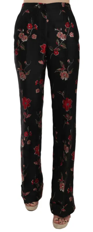 Elegant Floral Print Boot Cut Trousers sold by Louxly