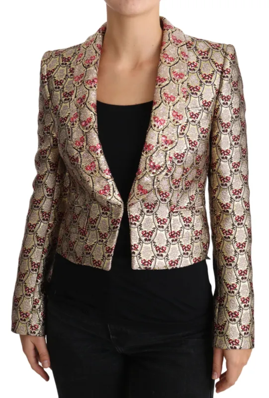 Glittering Gold Floral Sequined Blazer Jacket sold by Louxly