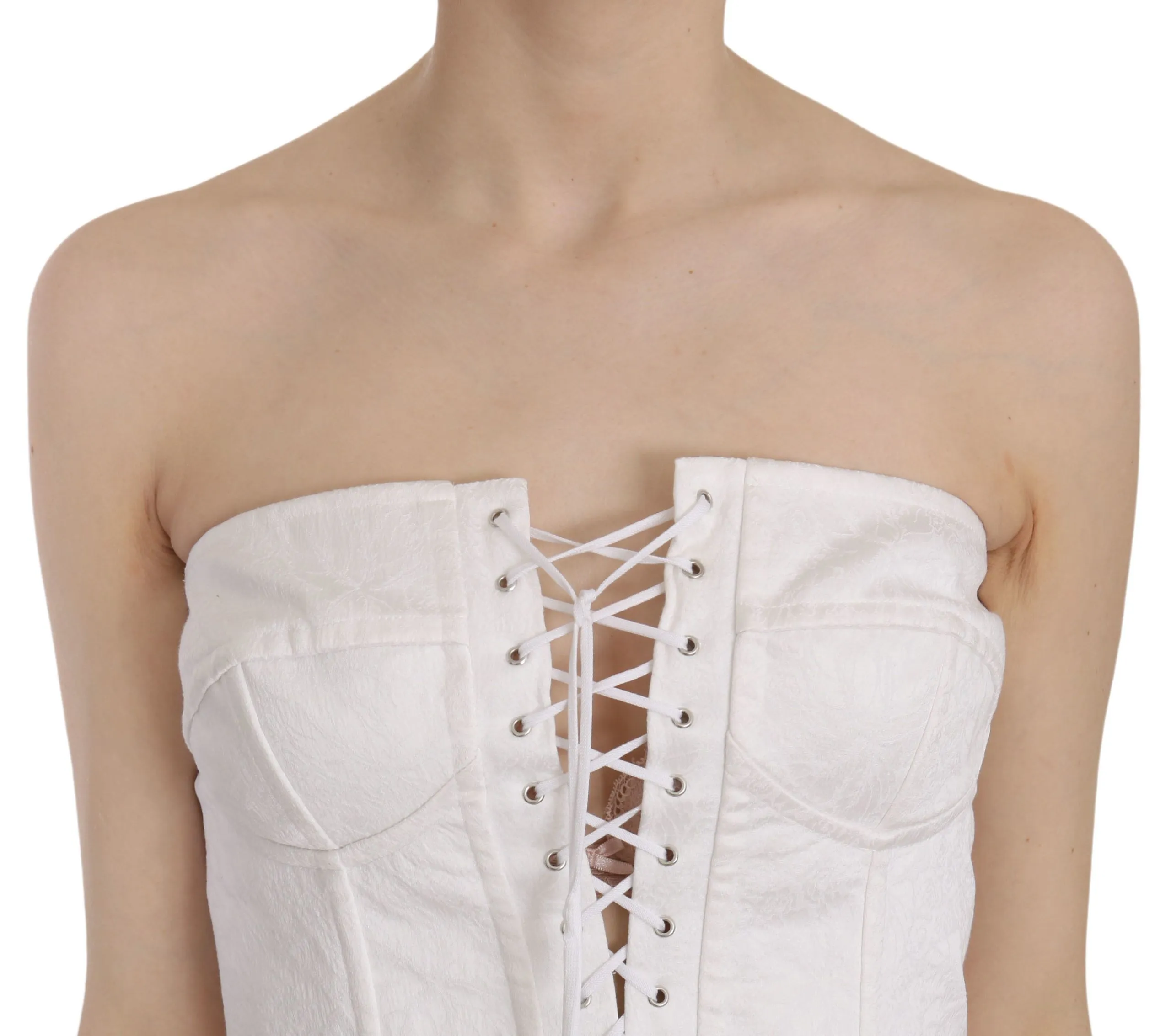 Elegant White Strapless Corset Top sold by Louxly product image thumbnail 4