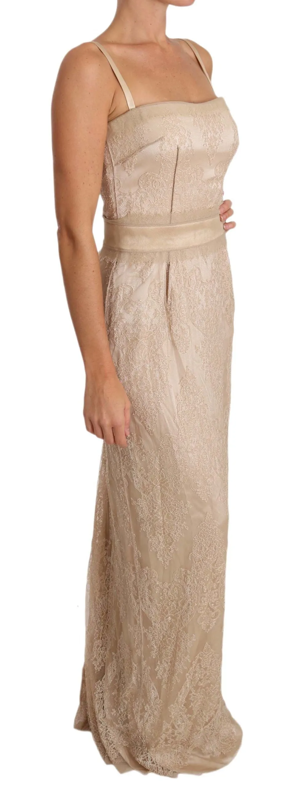 Elegant Beige Sheath Floor-Length Dress sold by Louxly product image thumbnail 3
