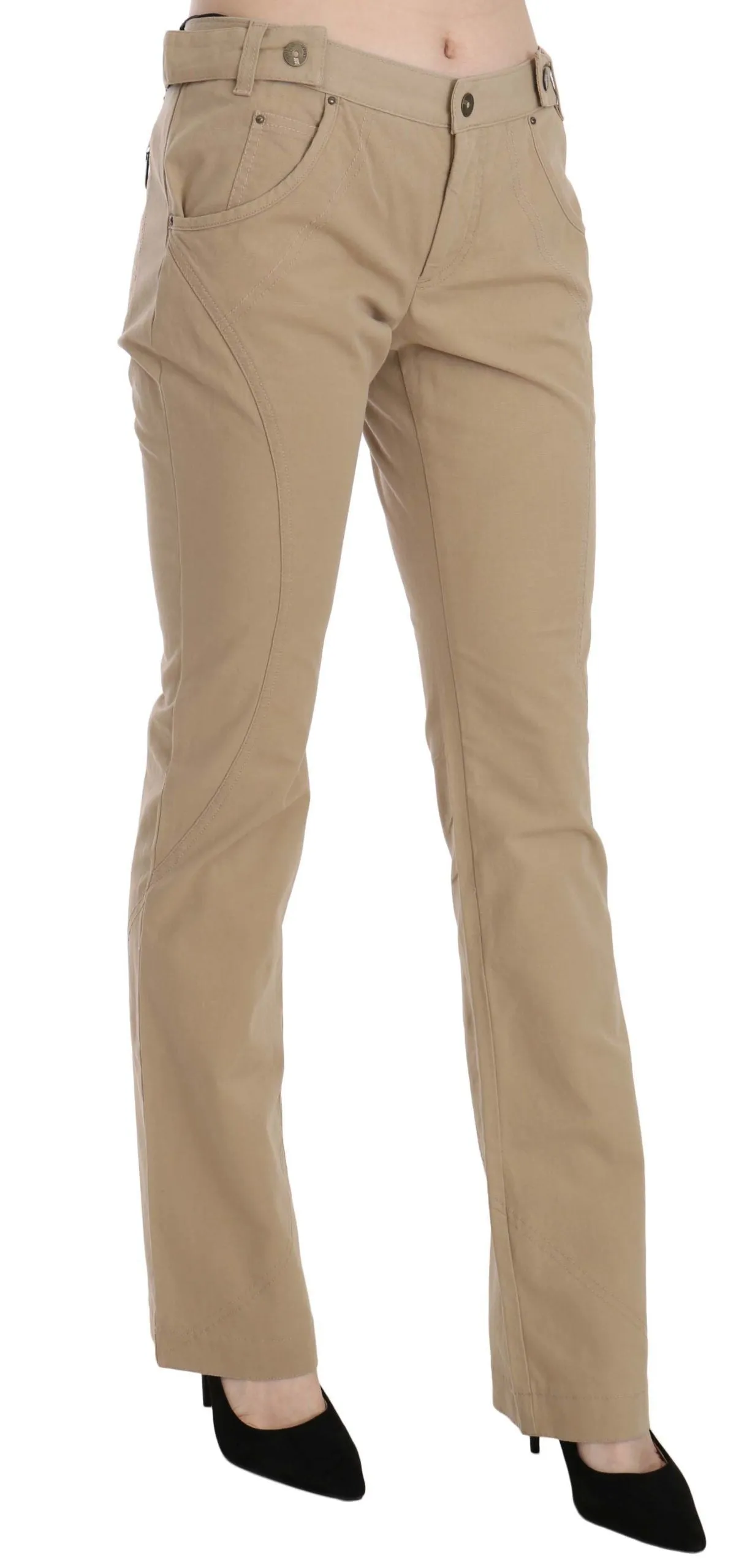Beige Mid Waist Straight Leg Pants sold by Louxly product image thumbnail 4