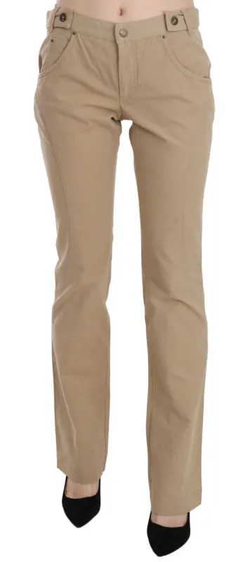 Beige Mid Waist Straight Leg Pants sold by Louxly