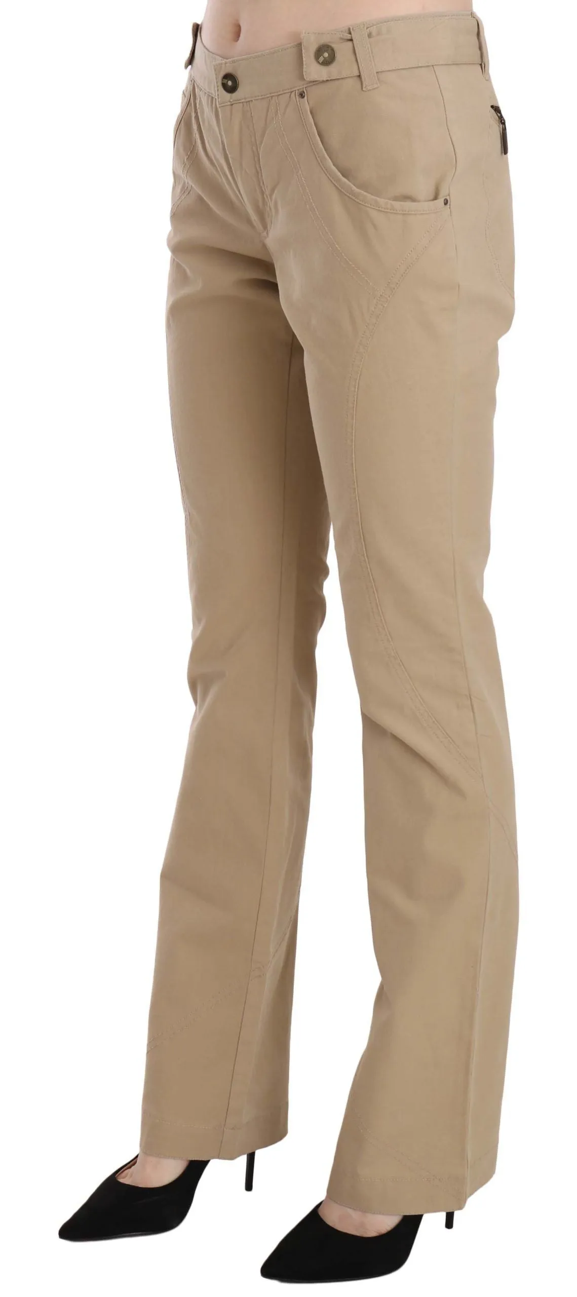 Beige Mid Waist Straight Leg Pants sold by Louxly product image thumbnail 2
