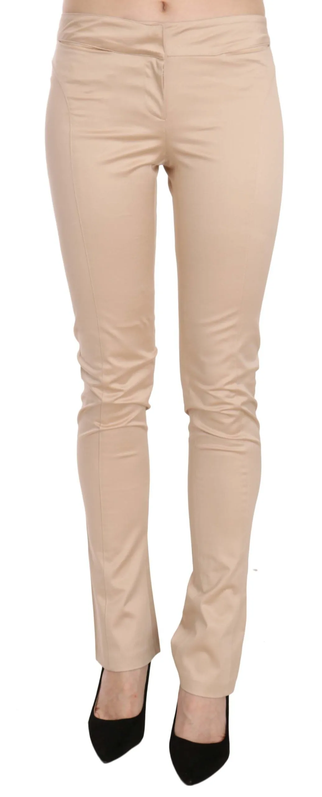 Elegant Cream Low Waist Skinny Trousers sold by Louxly